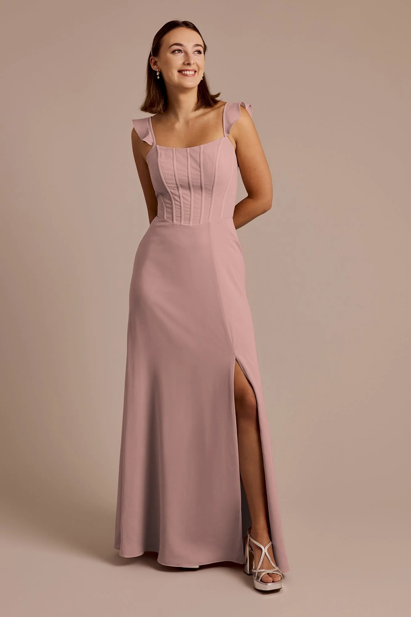 Chiffon Corset Dress with Flutter Sleeves - Image 12