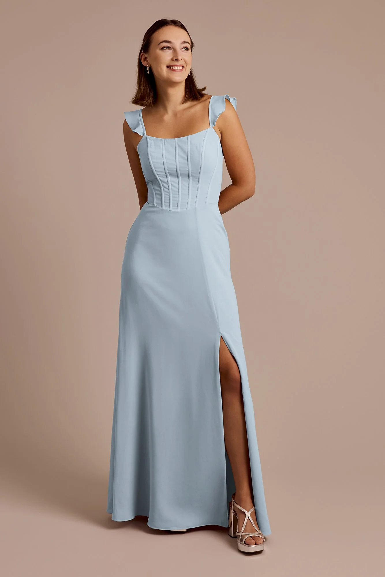 Chiffon Corset Dress with Flutter Sleeves - Image 13