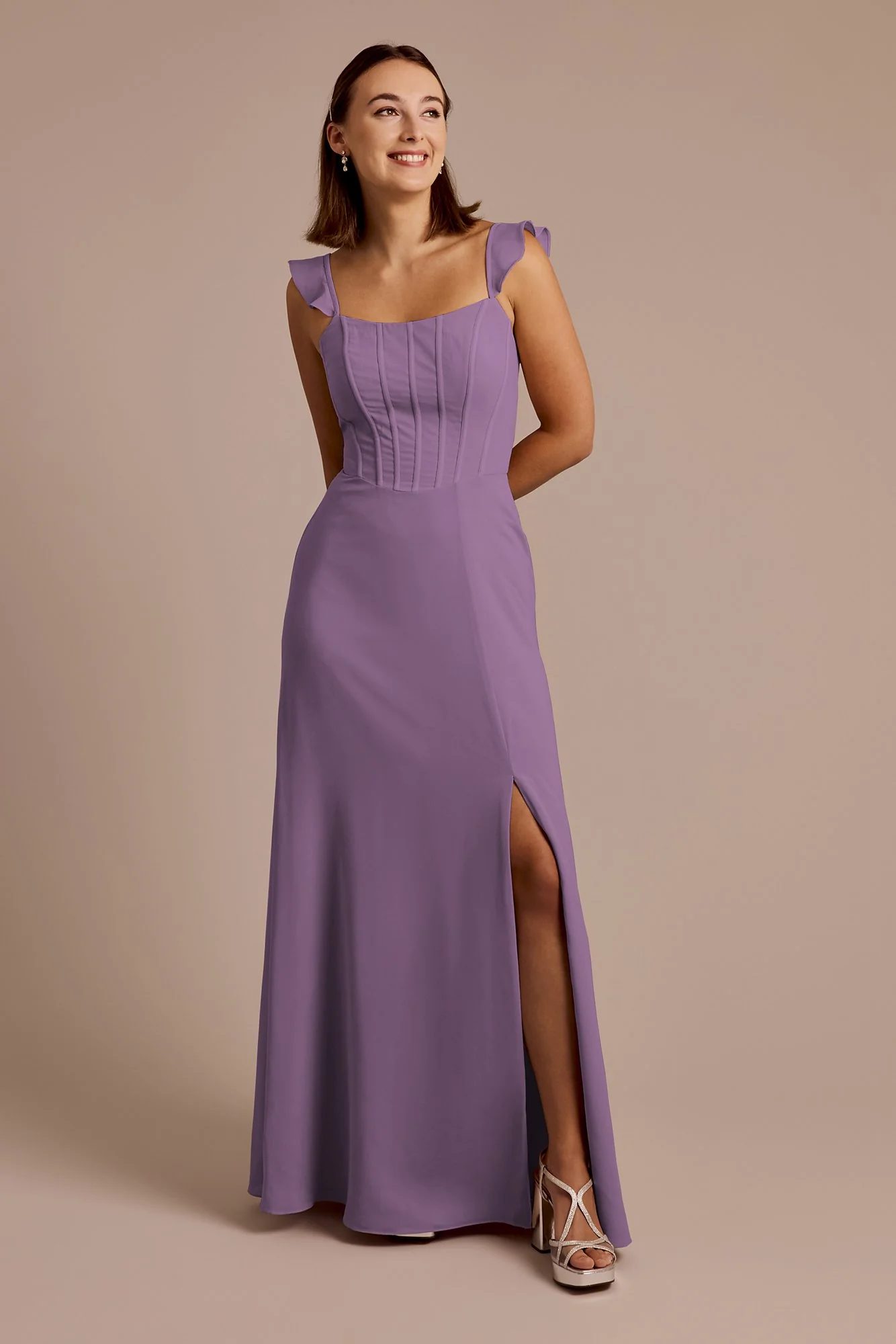 Chiffon Corset Dress with Flutter Sleeves - Image 14