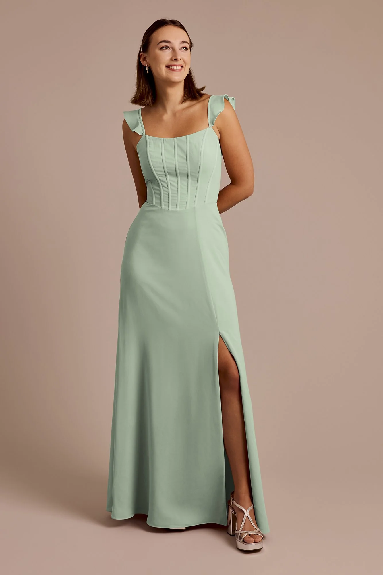 Chiffon Corset Dress with Flutter Sleeves - Image 16