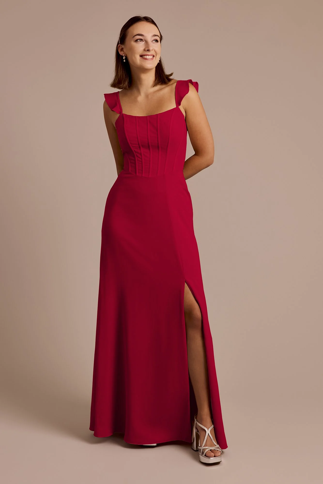 Chiffon Corset Dress with Flutter Sleeves - Image 19