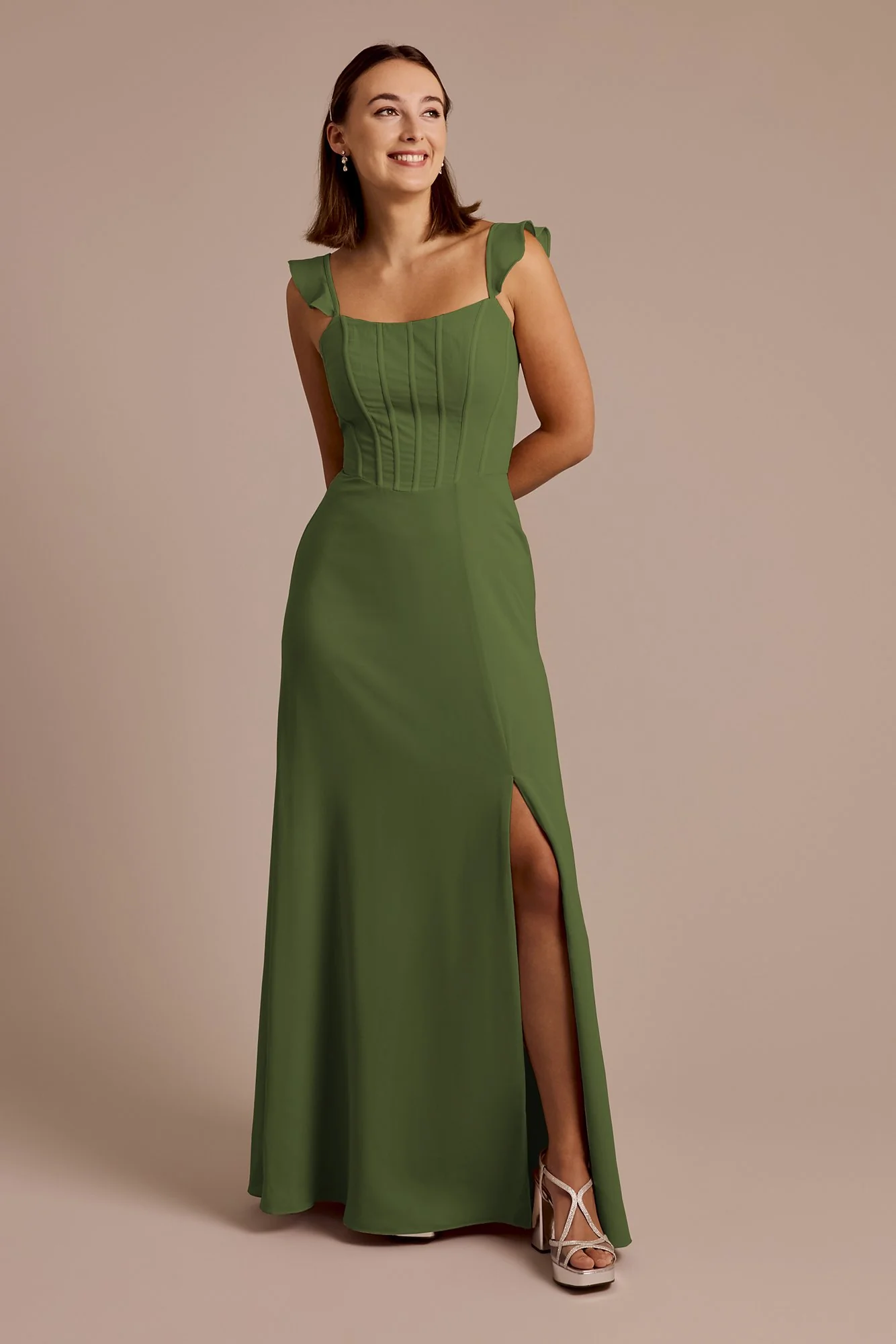 Chiffon Corset Dress with Flutter Sleeves - Image 20