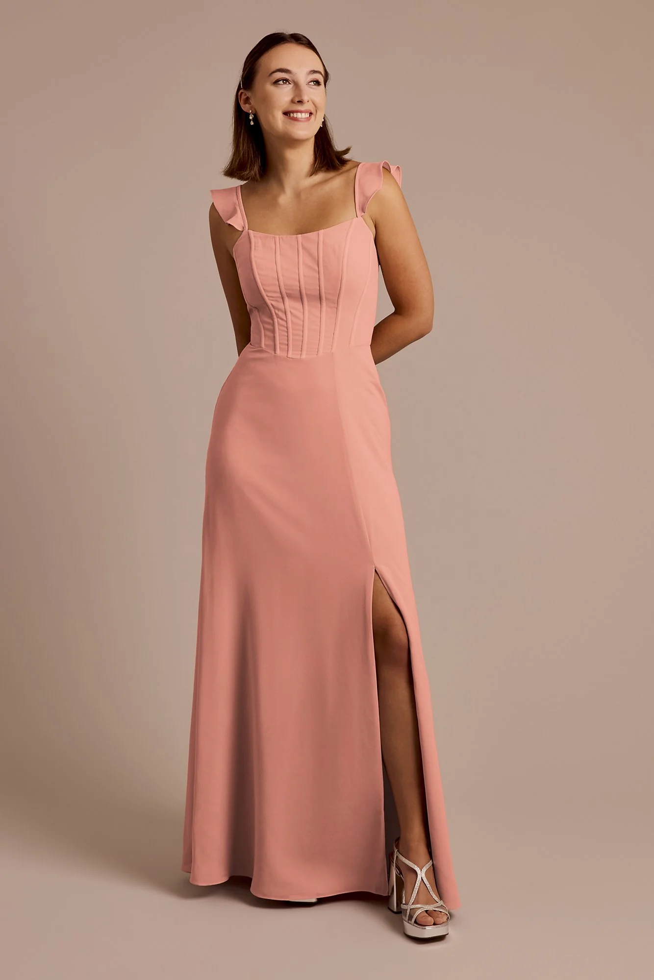Chiffon Corset Dress with Flutter Sleeves - Image 26