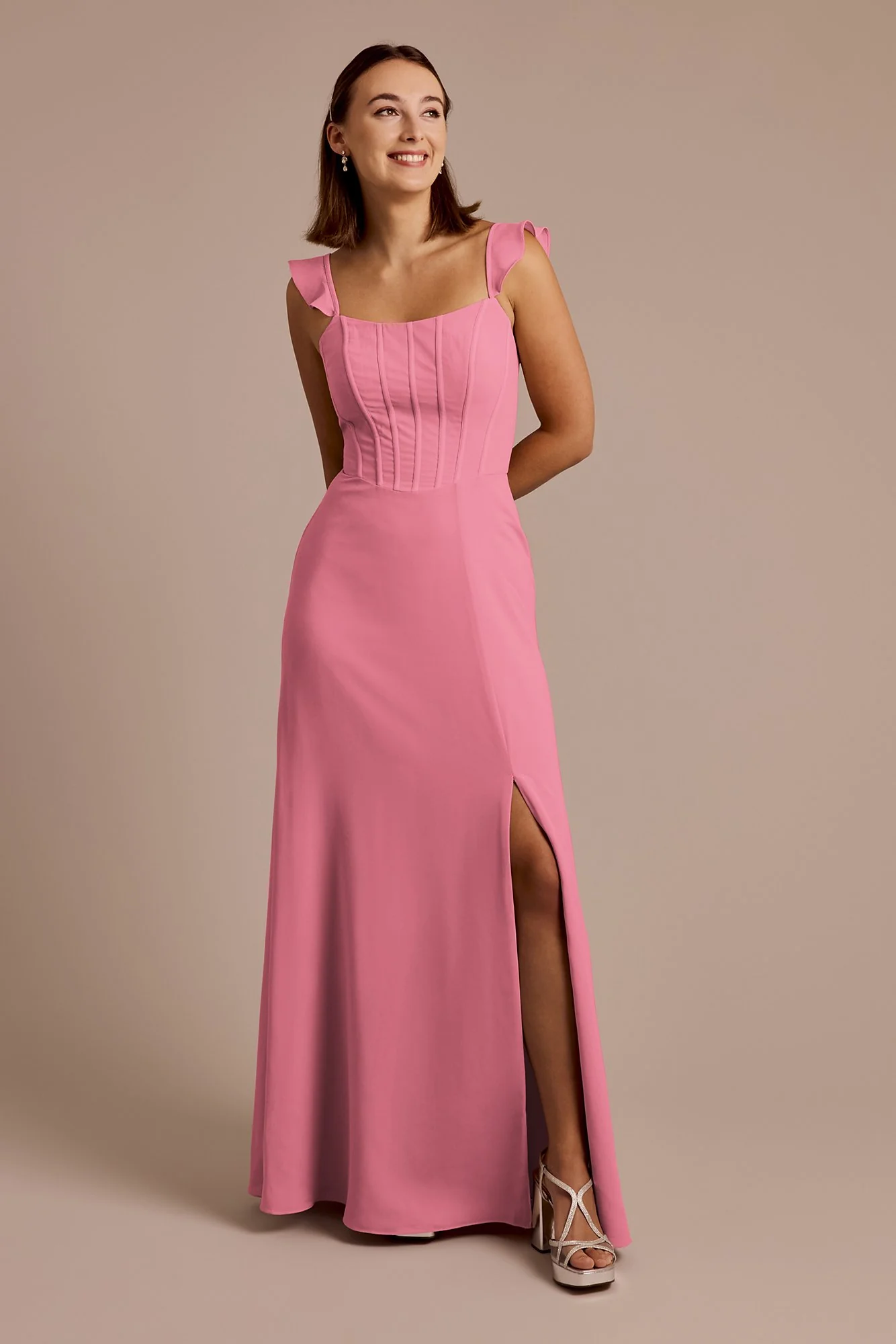 Chiffon Corset Dress with Flutter Sleeves - Image 29