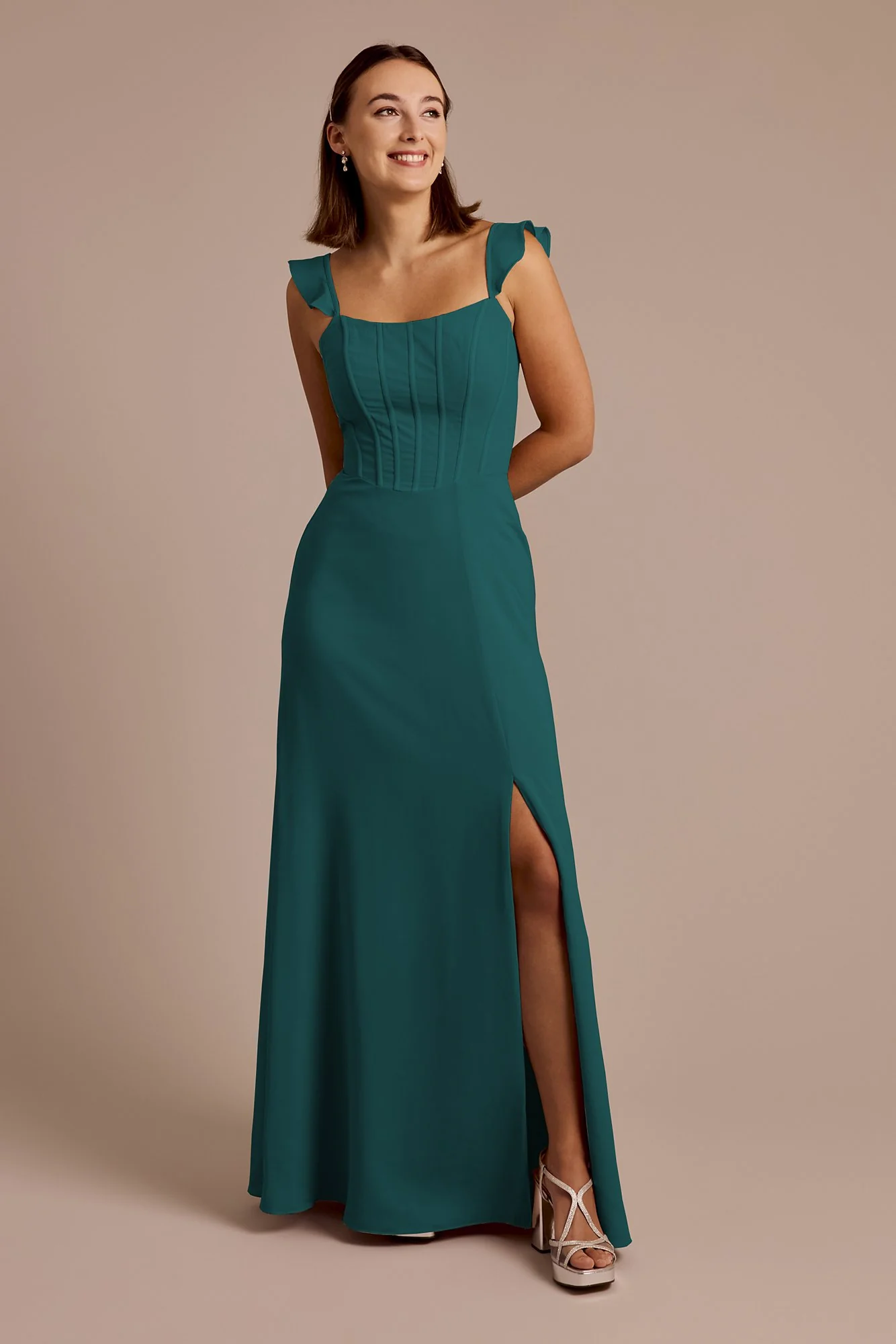 Chiffon Corset Dress with Flutter Sleeves - Image 3