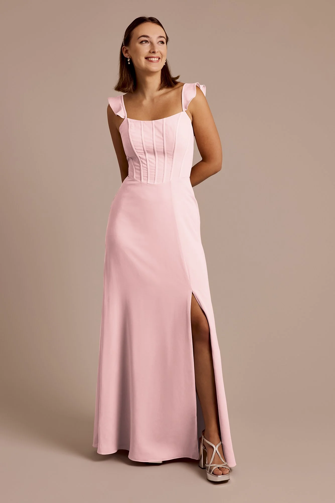 Chiffon Corset Dress with Flutter Sleeves - Image 34