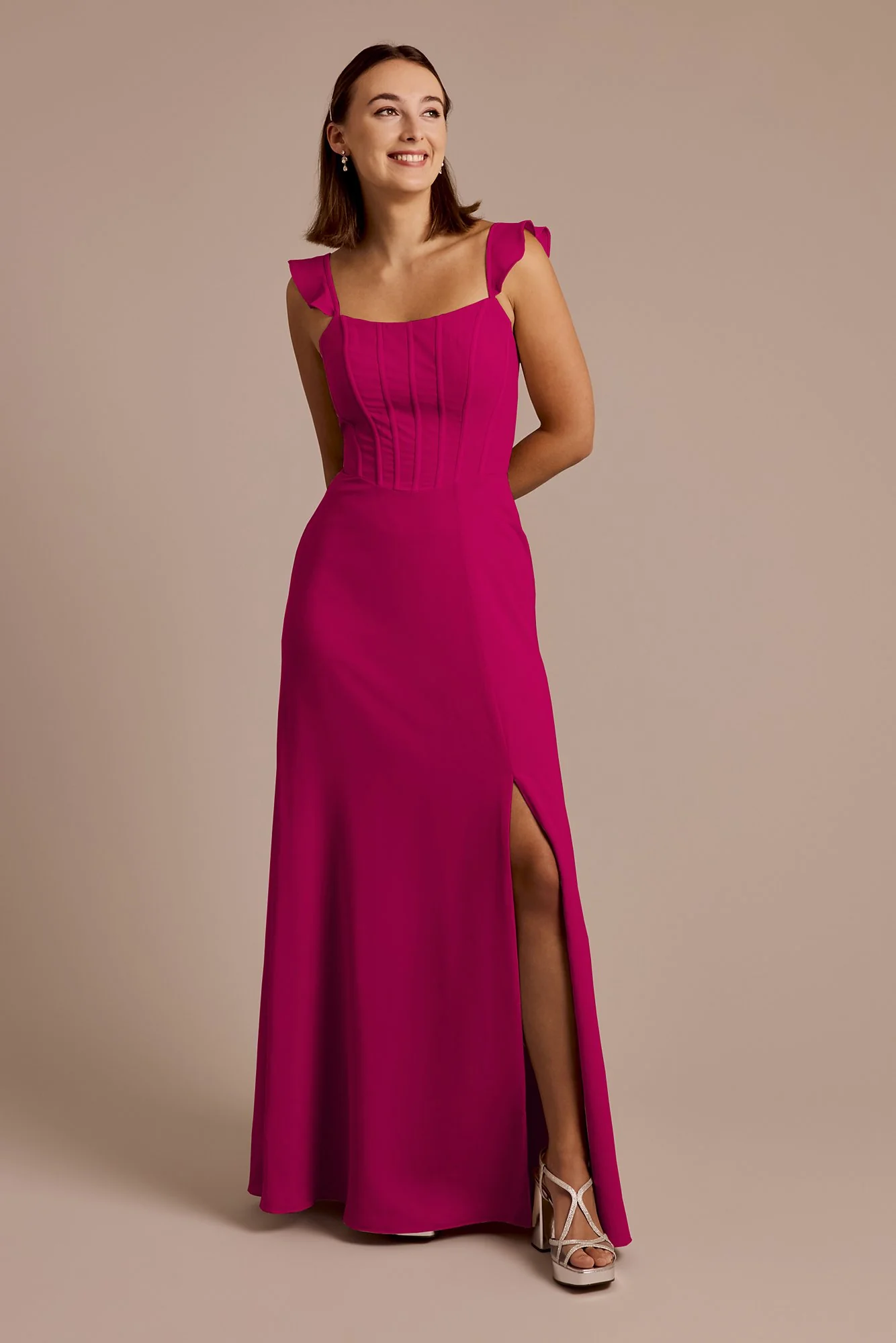 Chiffon Corset Dress with Flutter Sleeves - Image 35
