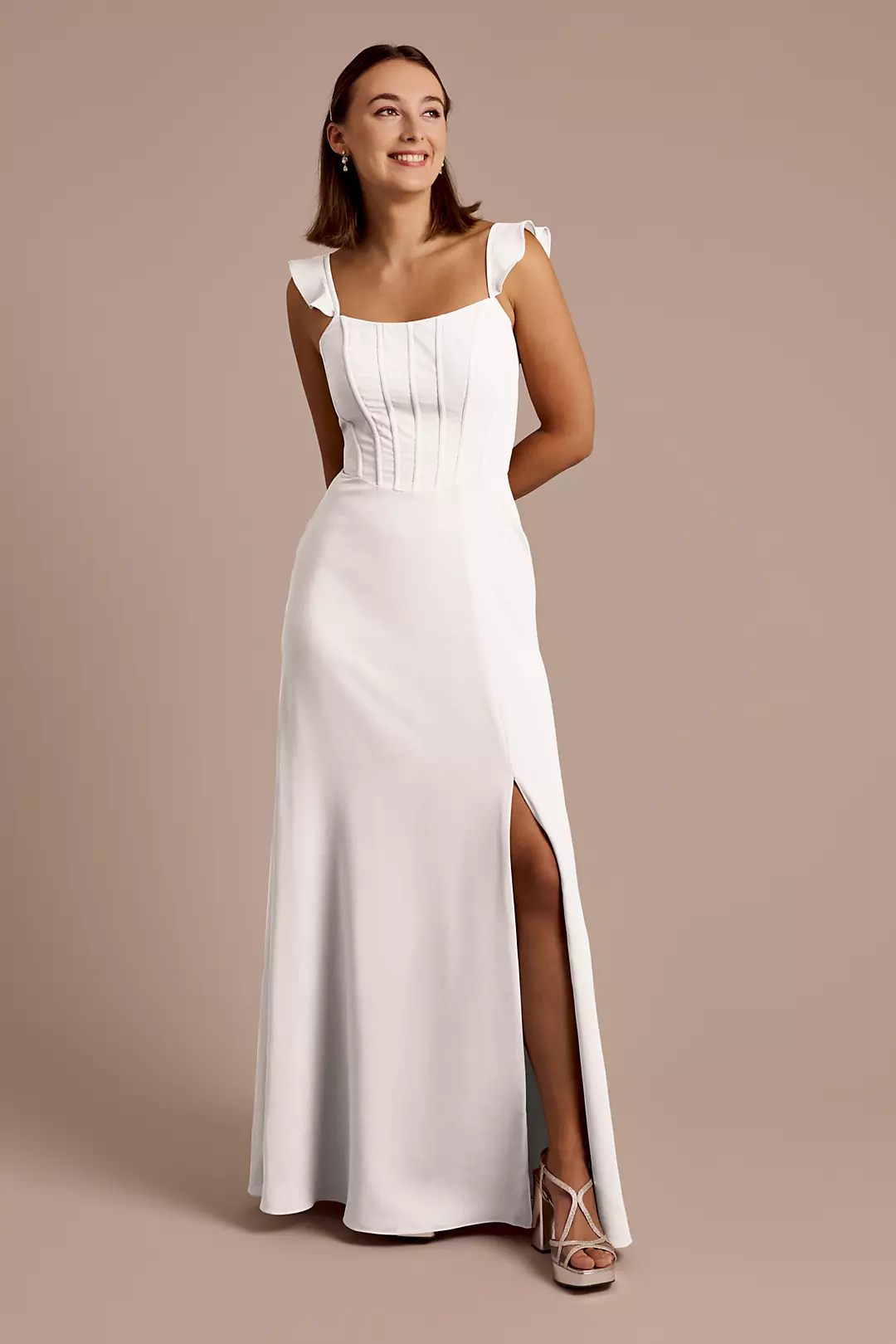 Chiffon Corset Dress with Flutter Sleeves - Image 42