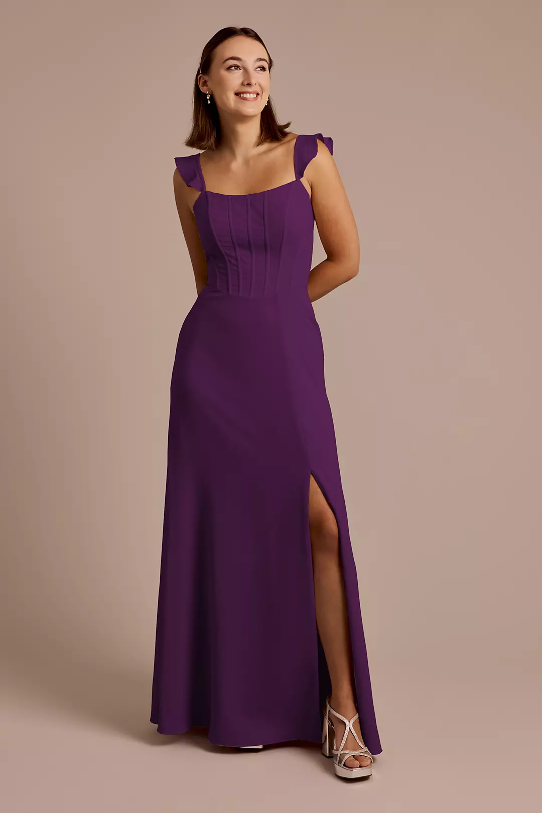 Chiffon Corset Dress with Flutter Sleeves - Image 43