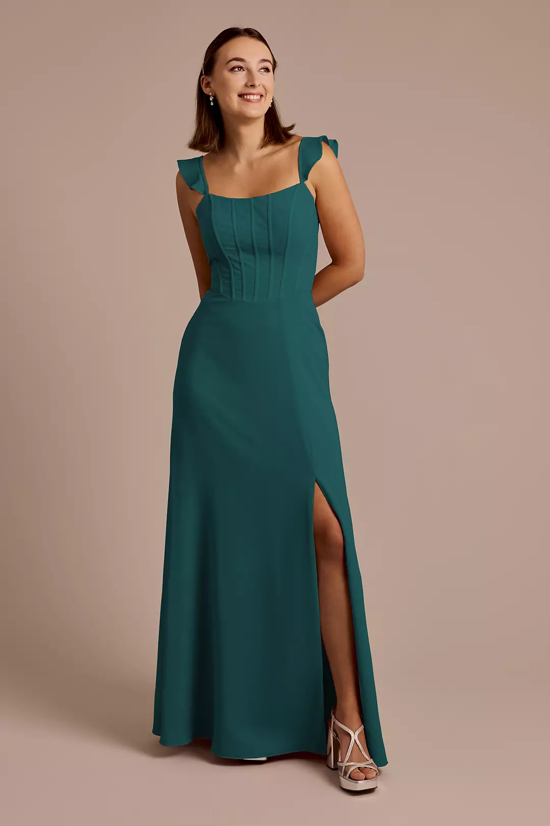Chiffon Corset Dress with Flutter Sleeves - Image 44