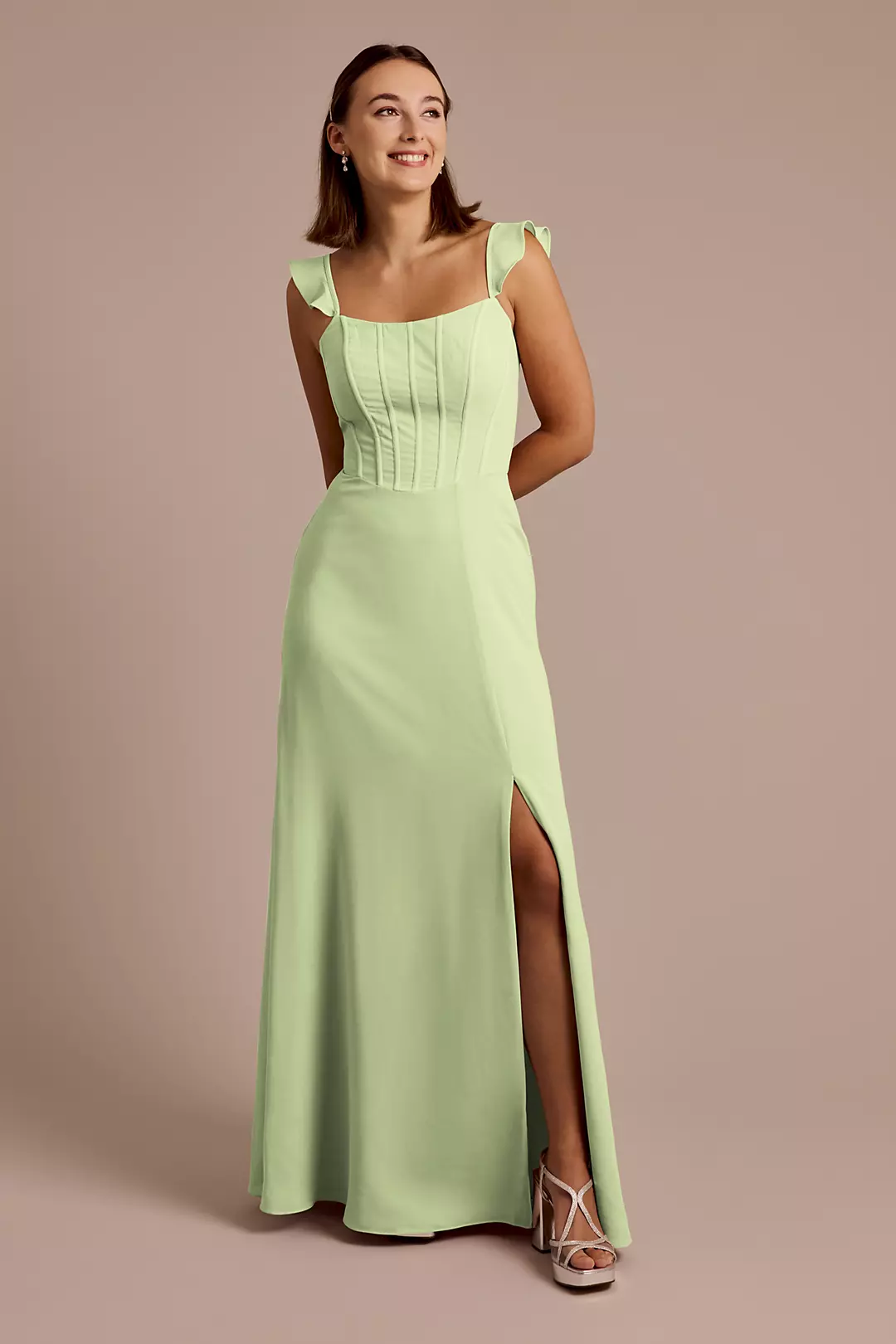 Chiffon Corset Dress with Flutter Sleeves - Image 45
