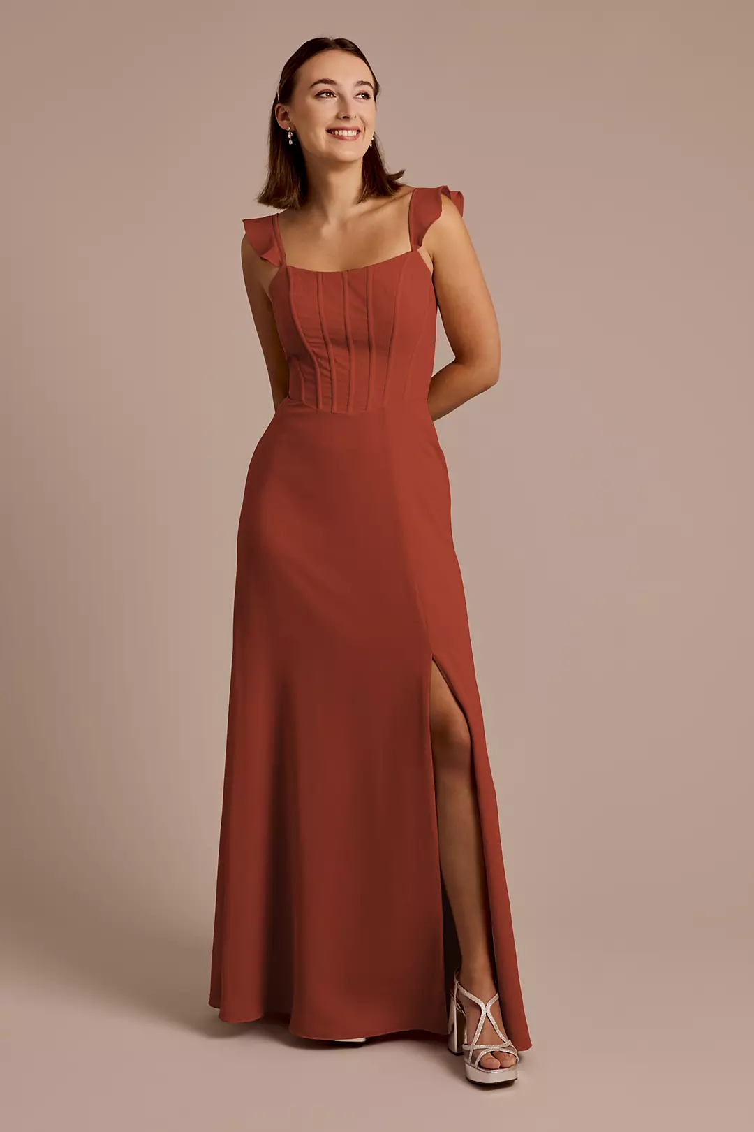 Chiffon Corset Dress with Flutter Sleeves - Image 48