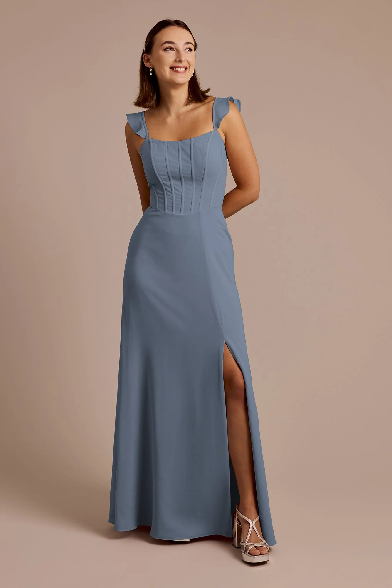 Chiffon Corset Dress with Flutter Sleeves - Image 5