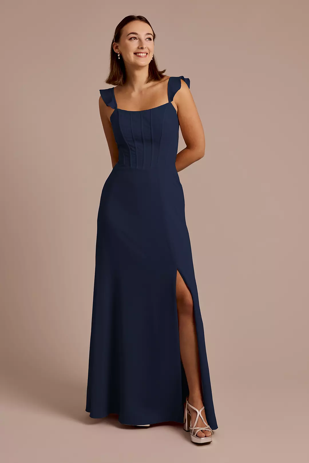 Chiffon Corset Dress with Flutter Sleeves - Image 51