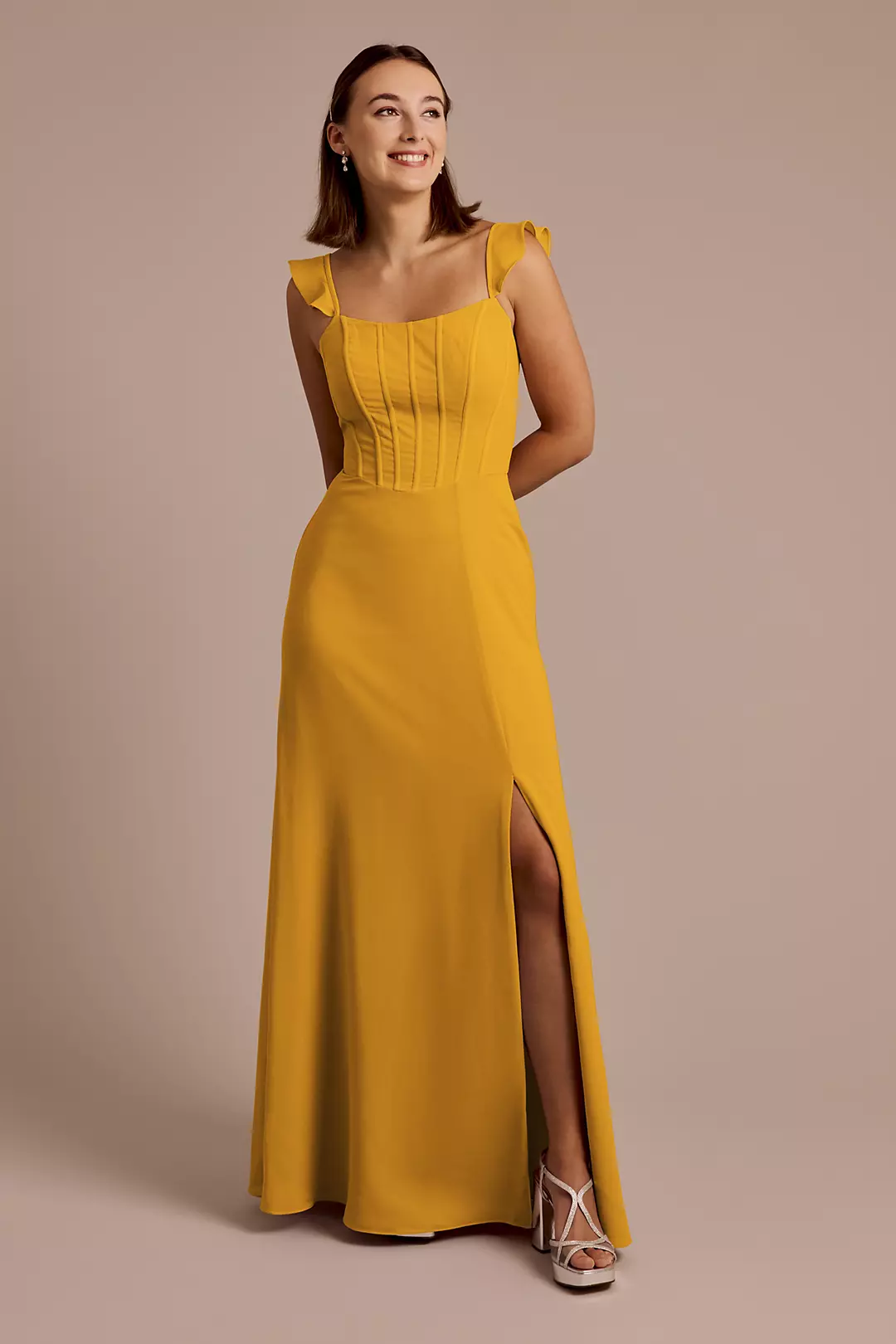 Chiffon Corset Dress with Flutter Sleeves - Image 53