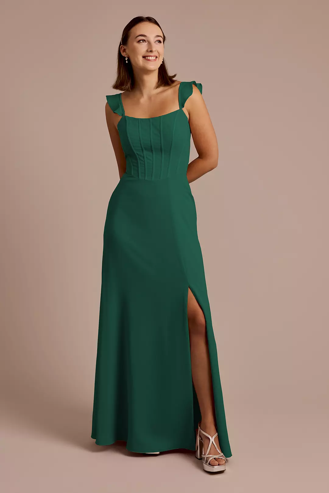 Chiffon Corset Dress with Flutter Sleeves - Image 54