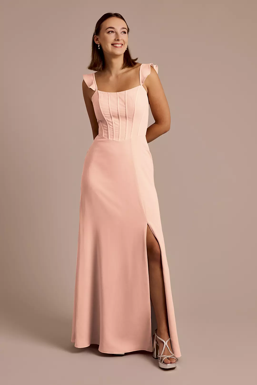 Chiffon Corset Dress with Flutter Sleeves - Image 55