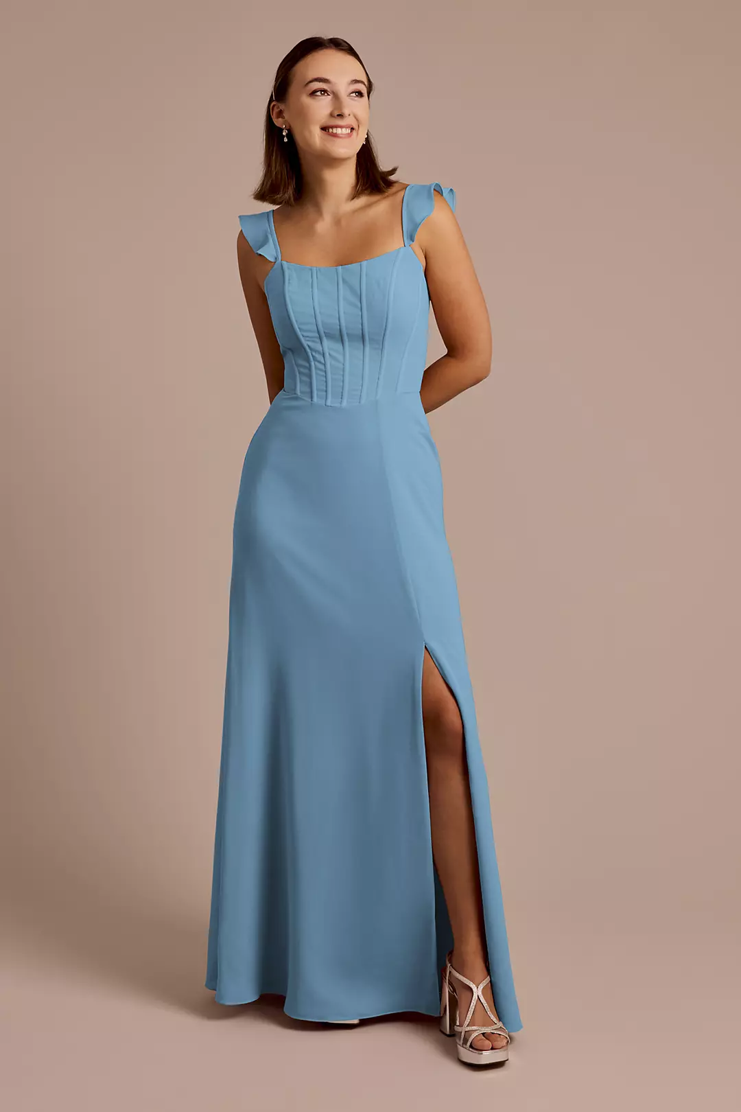 Chiffon Corset Dress with Flutter Sleeves - Image 57