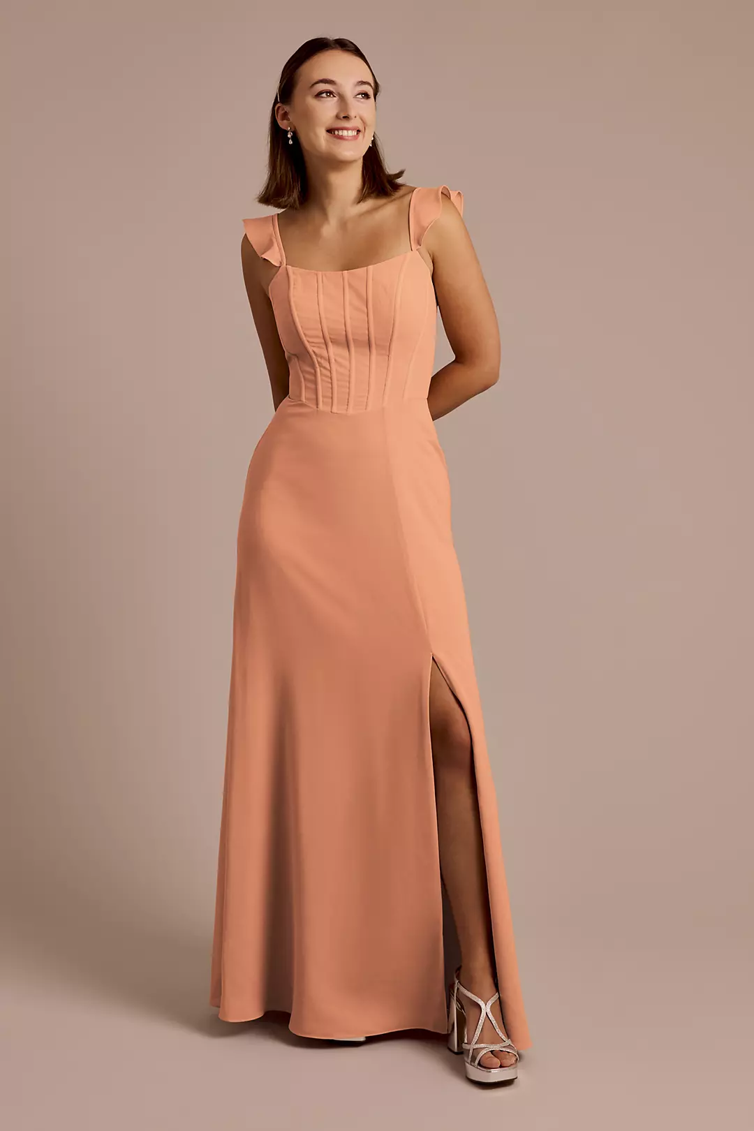 Chiffon Corset Dress with Flutter Sleeves - Image 58