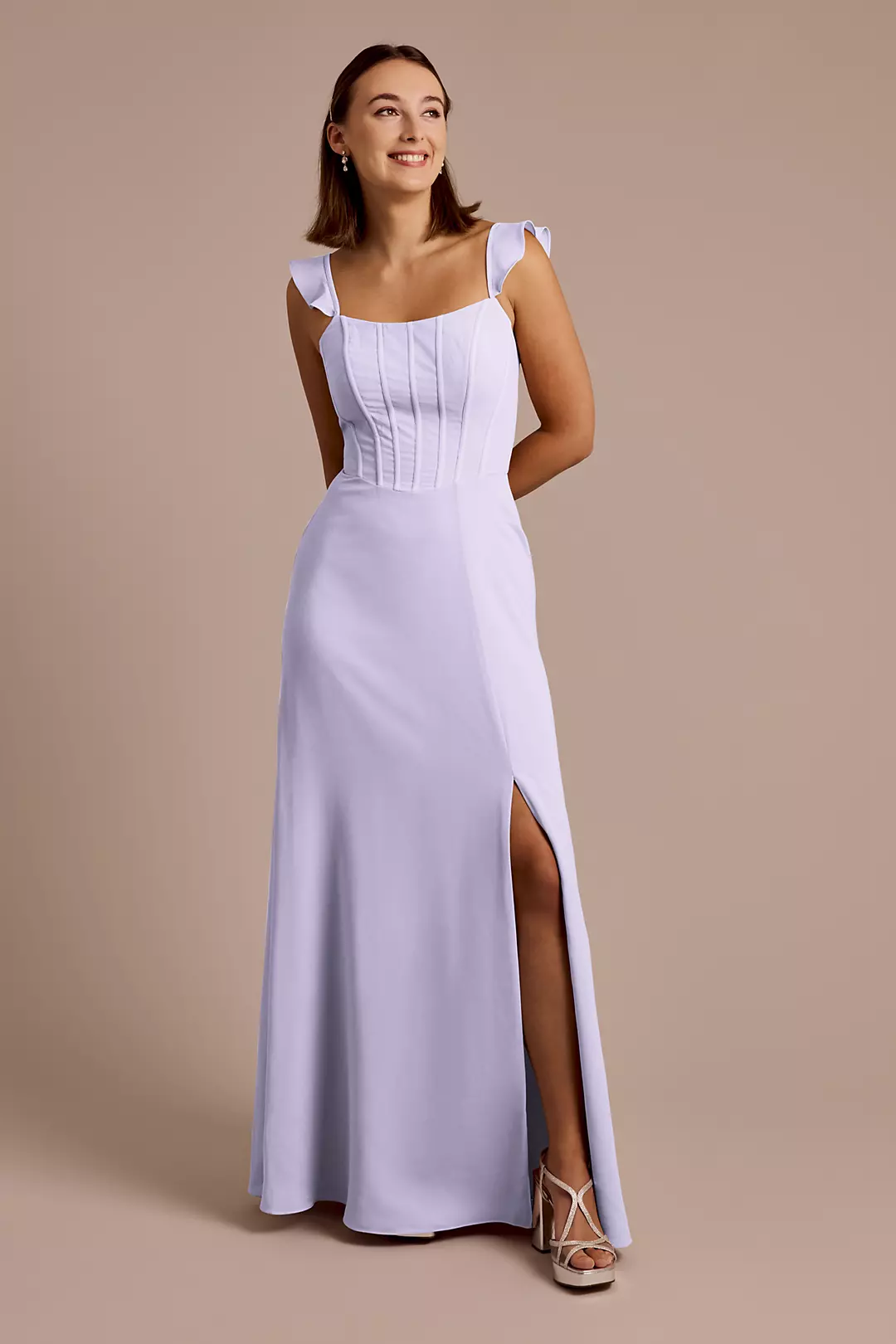 Chiffon Corset Dress with Flutter Sleeves - Image 63