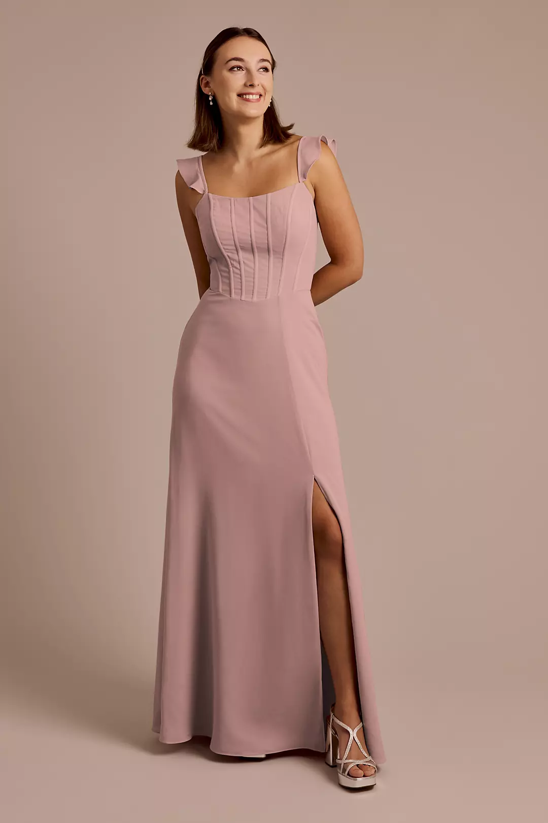 Chiffon Corset Dress with Flutter Sleeves - Image 64