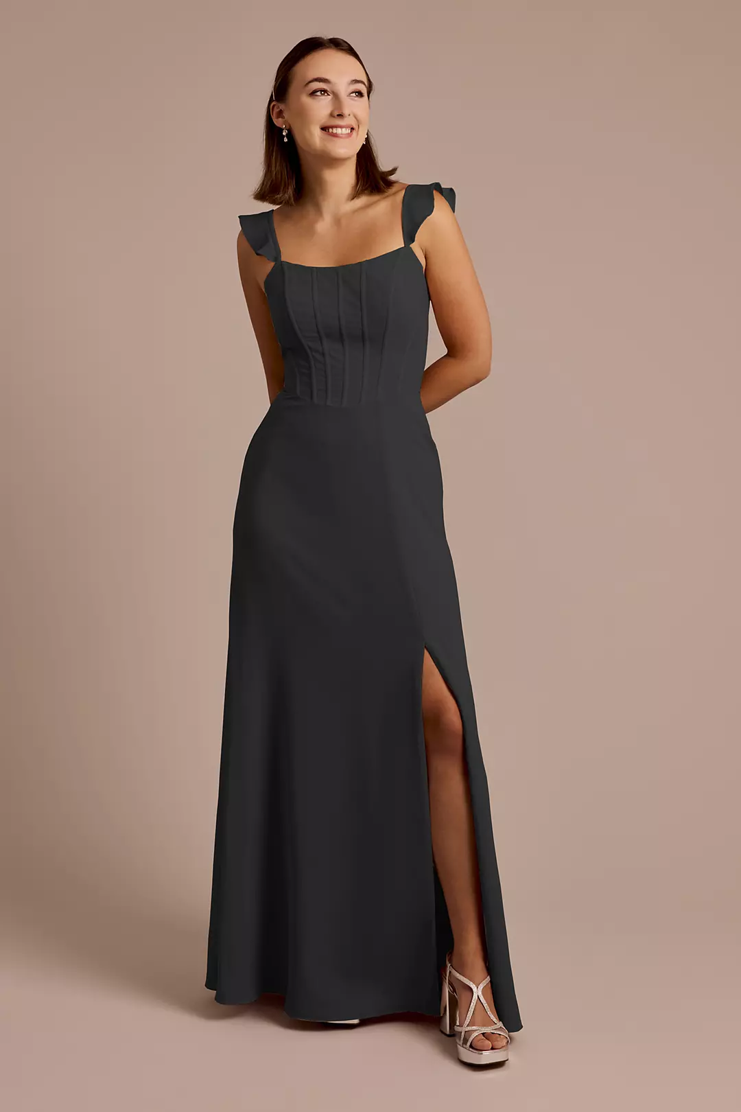 Chiffon Corset Dress with Flutter Sleeves - Image 65