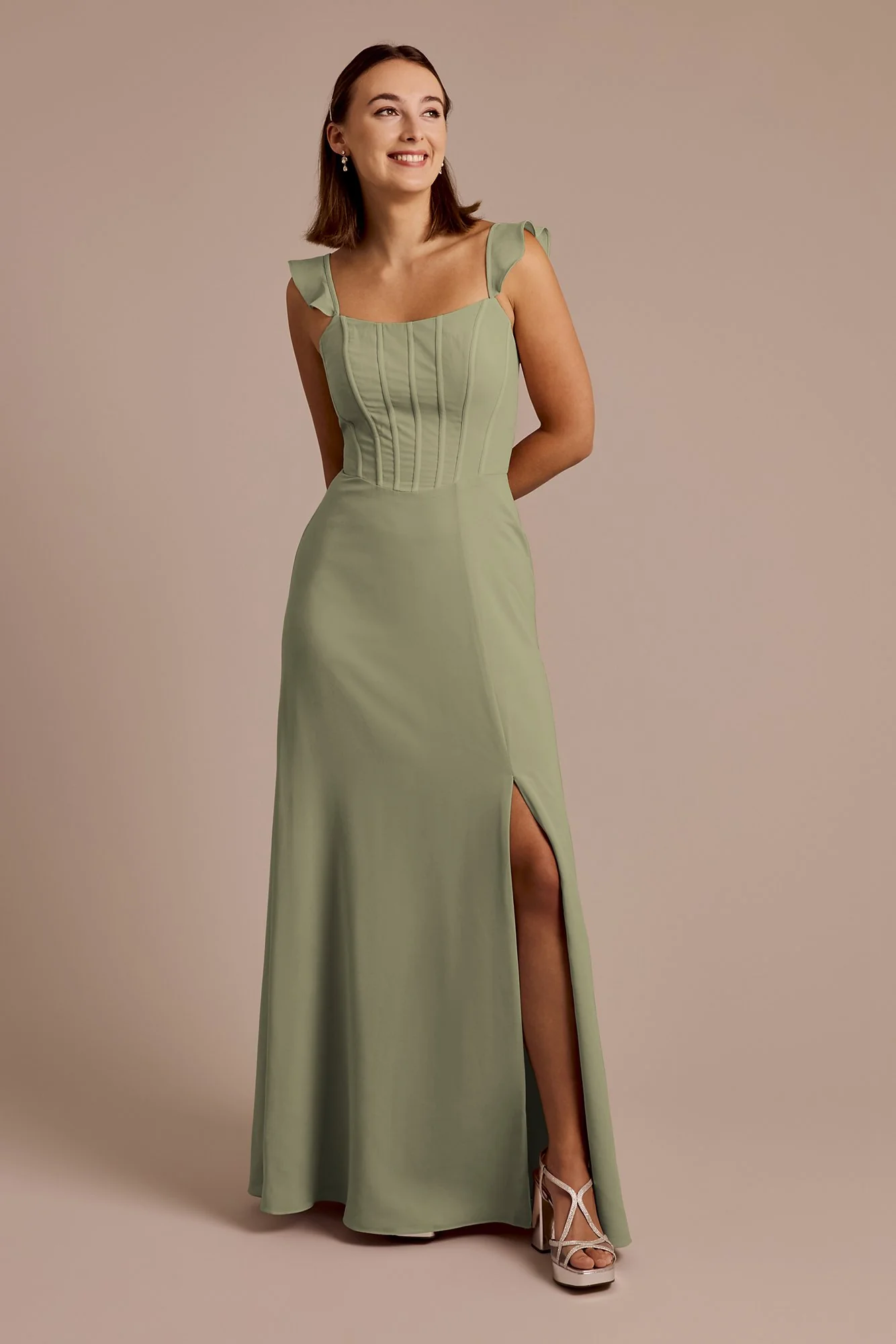 Chiffon Corset Dress with Flutter Sleeves - Image 7