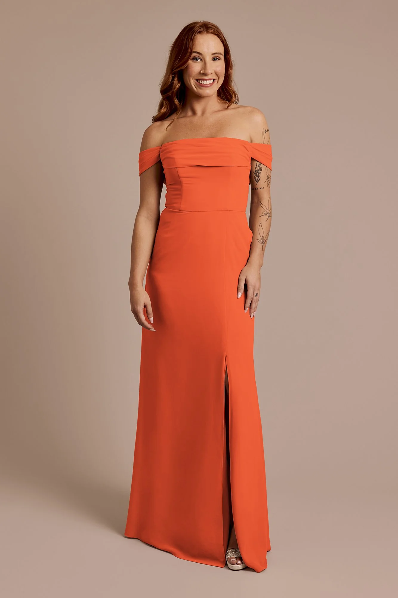 Chiffon Off-the-Shoulder Draped Dress - Image 11