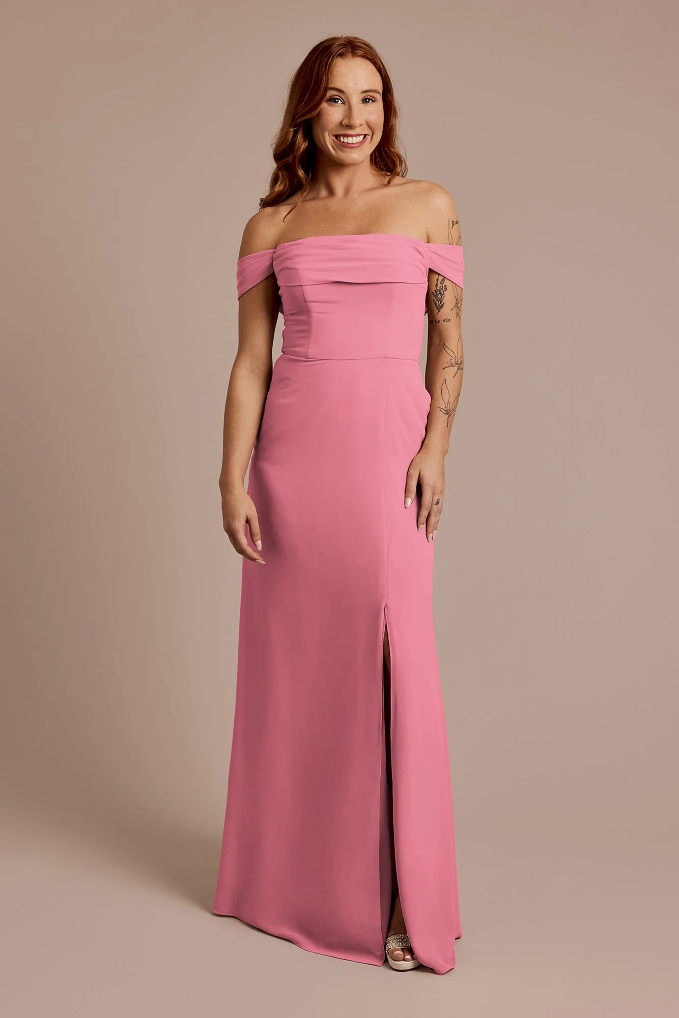 Chiffon Off-the-Shoulder Draped Dress - Image 12