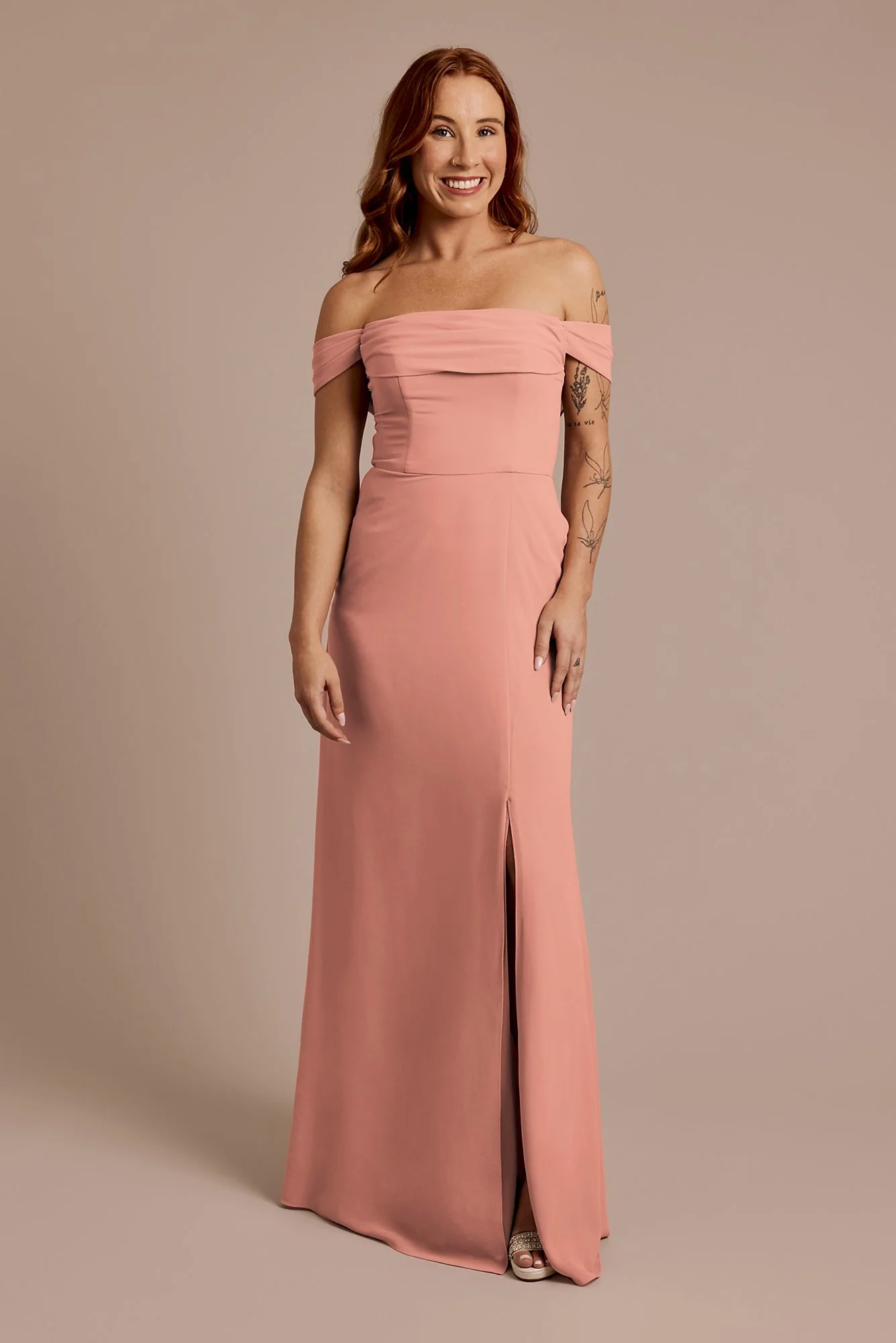 Chiffon Off-the-Shoulder Draped Dress - Image 13