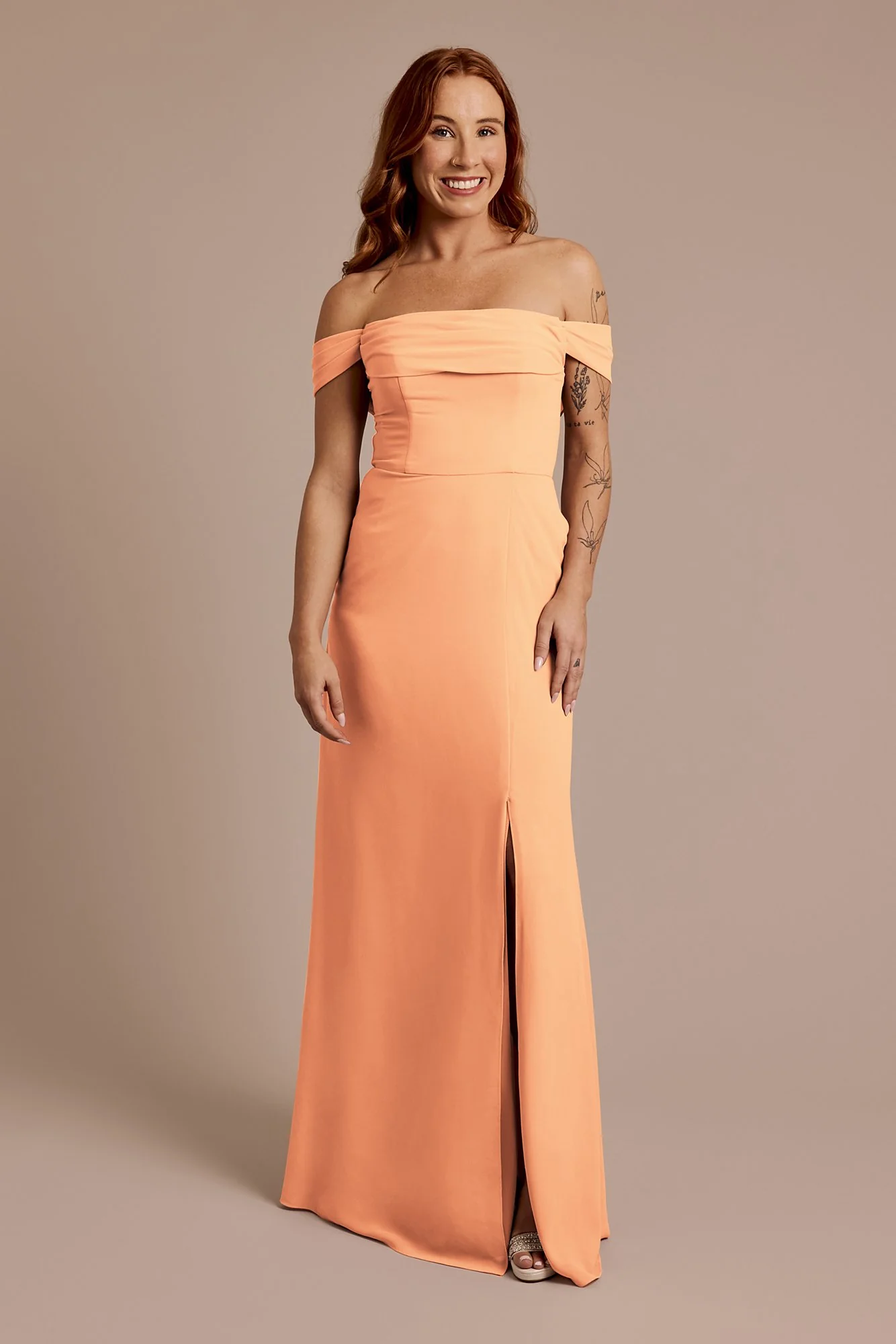 Chiffon Off-the-Shoulder Draped Dress - Image 20