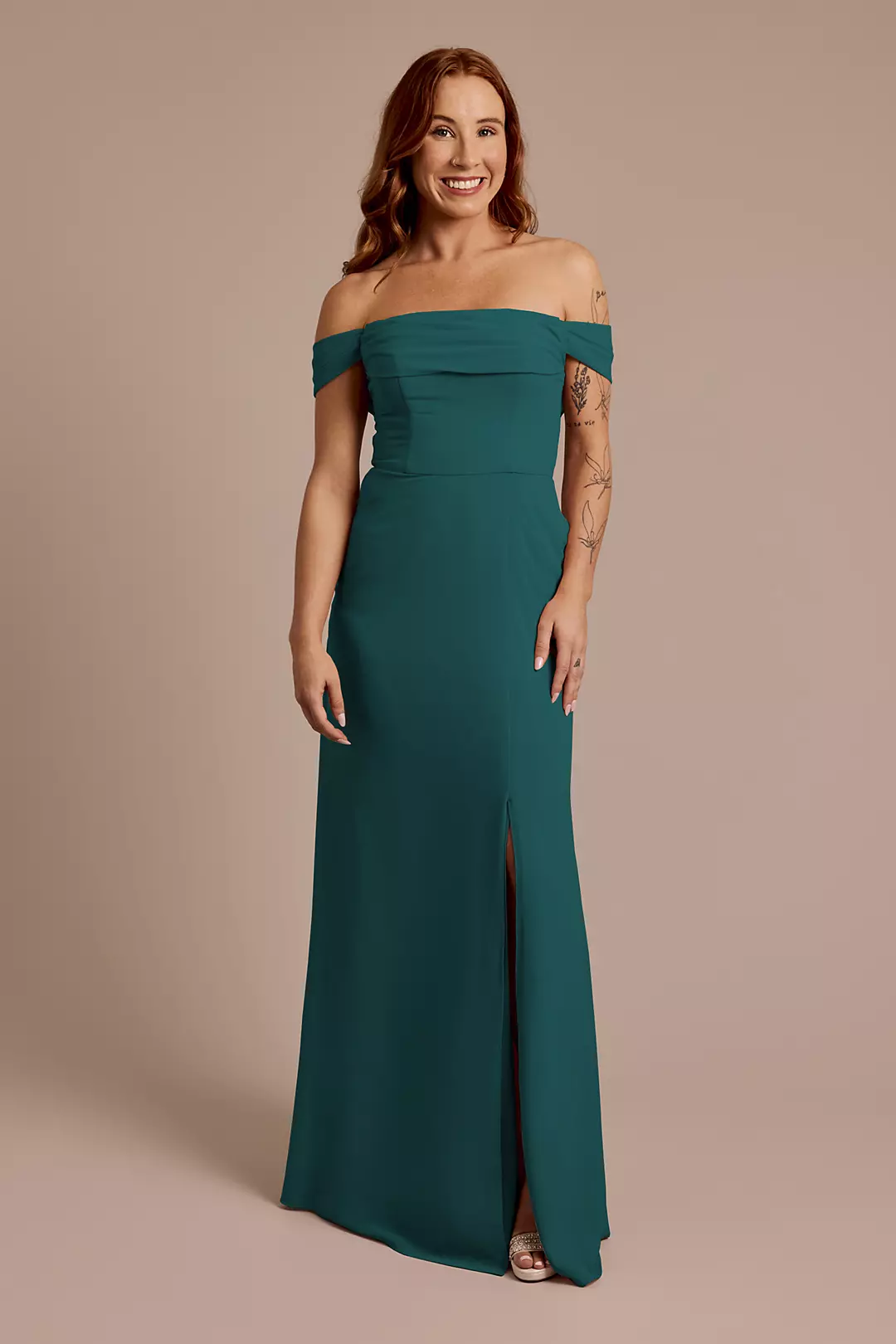 Chiffon Off-the-Shoulder Draped Dress - Image 26