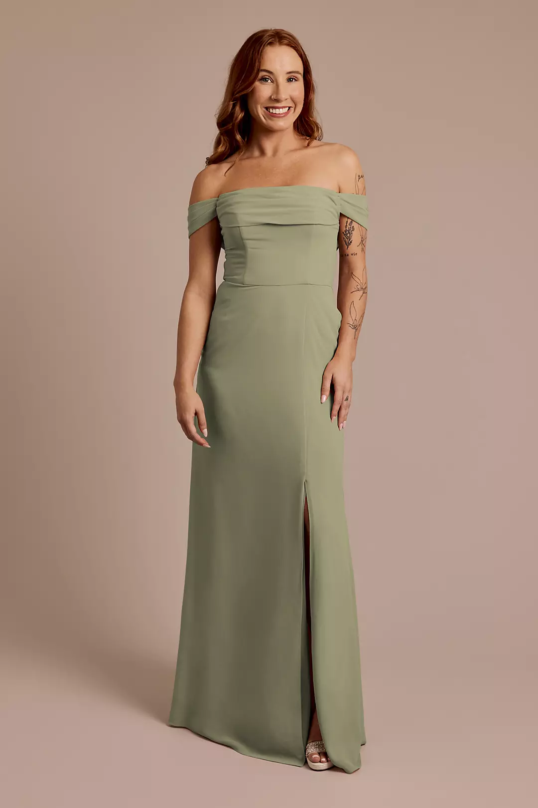 Chiffon Off-the-Shoulder Draped Dress - Image 27
