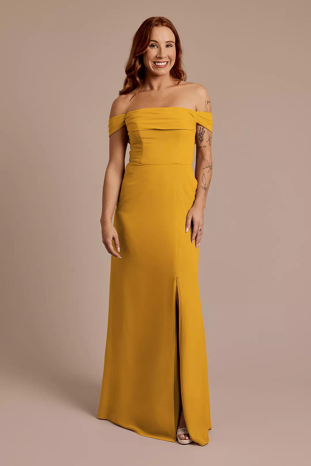 Chiffon Off-the-Shoulder Draped Dress - Image 29