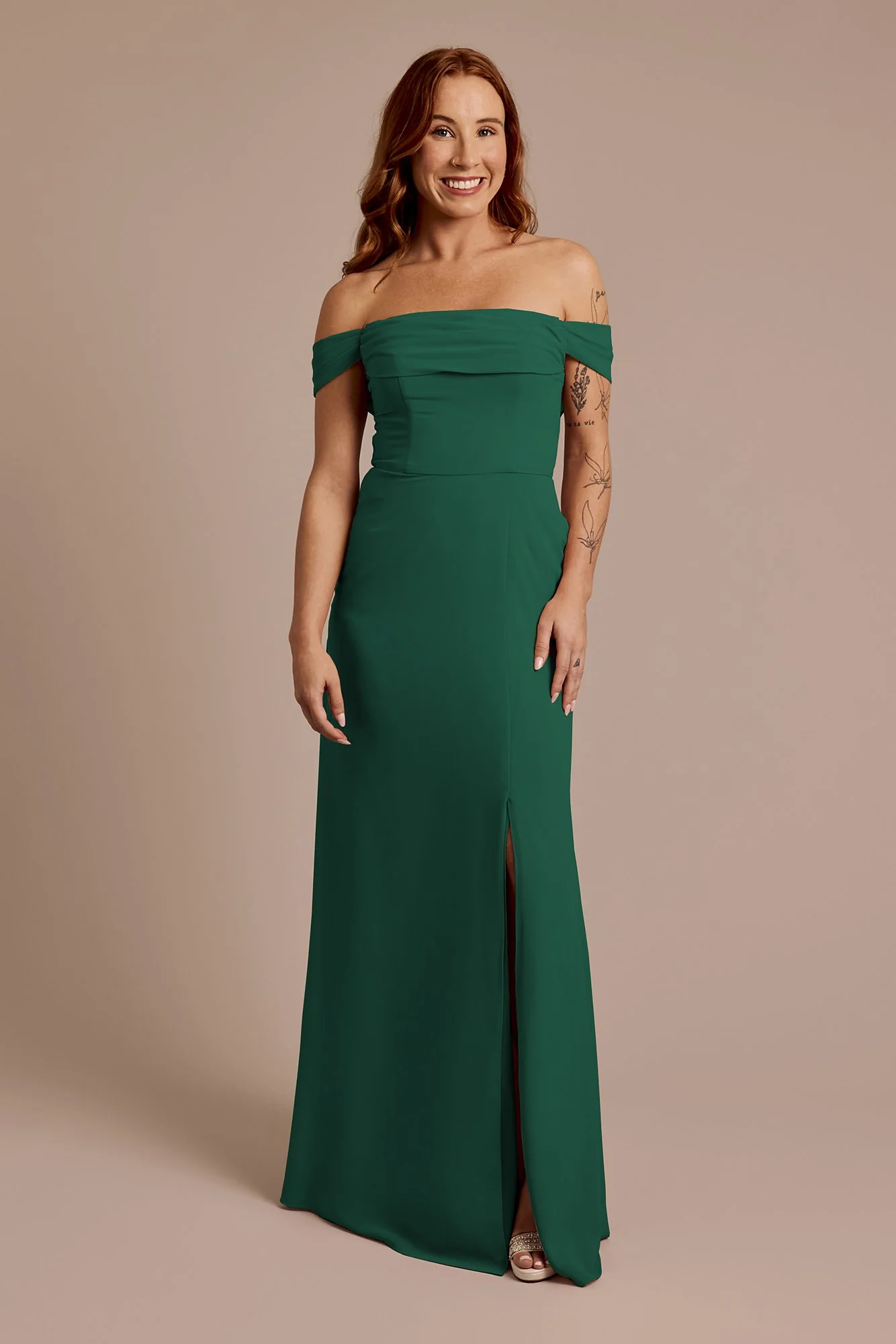 Chiffon Off-the-Shoulder Draped Dress - Image 32