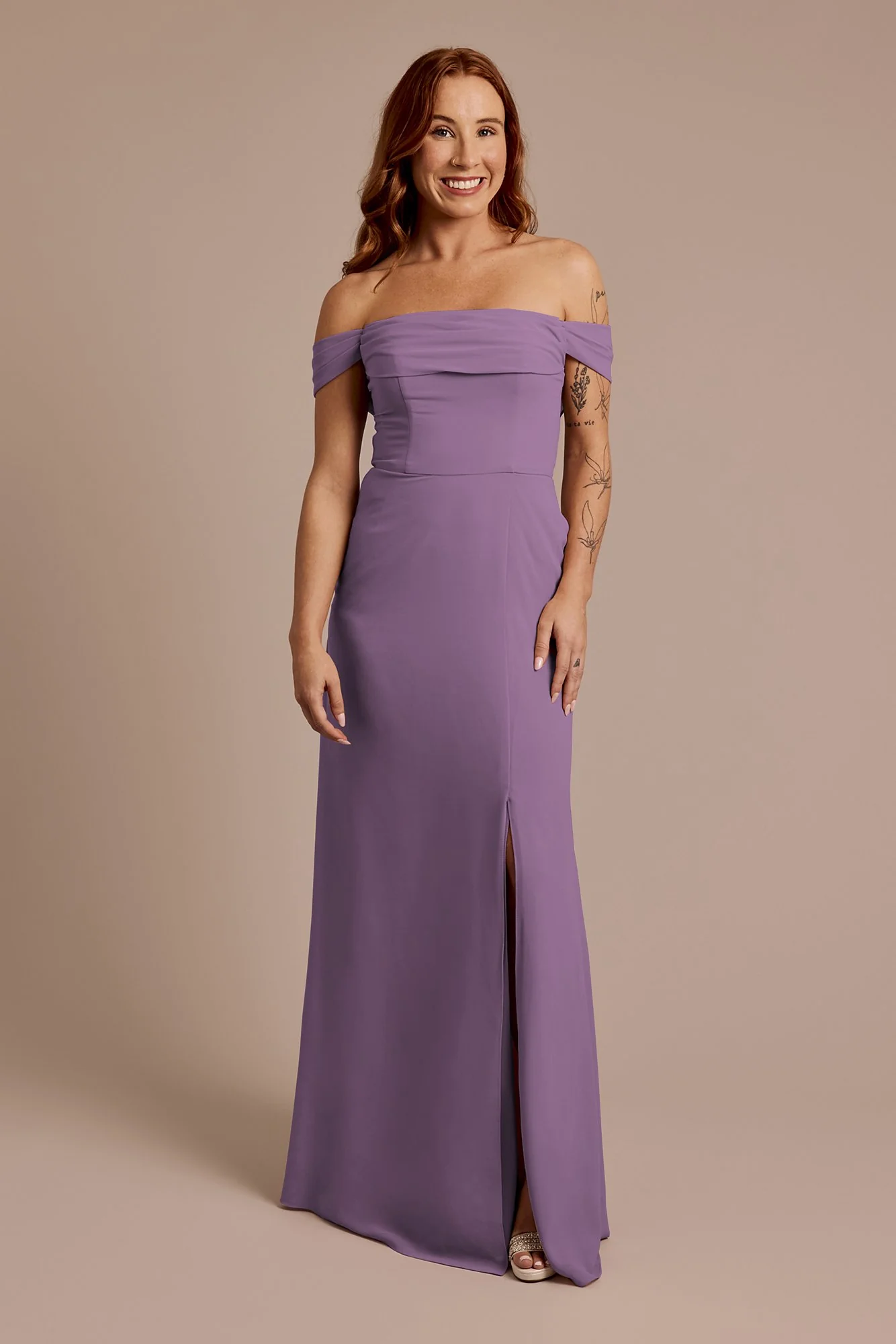 Chiffon Off-the-Shoulder Draped Dress - Image 33