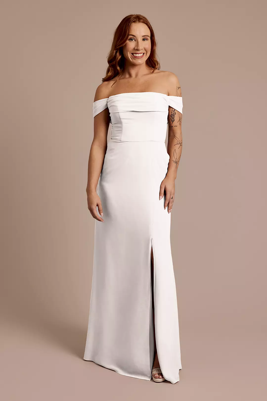 Chiffon Off-the-Shoulder Draped Dress - Image 34