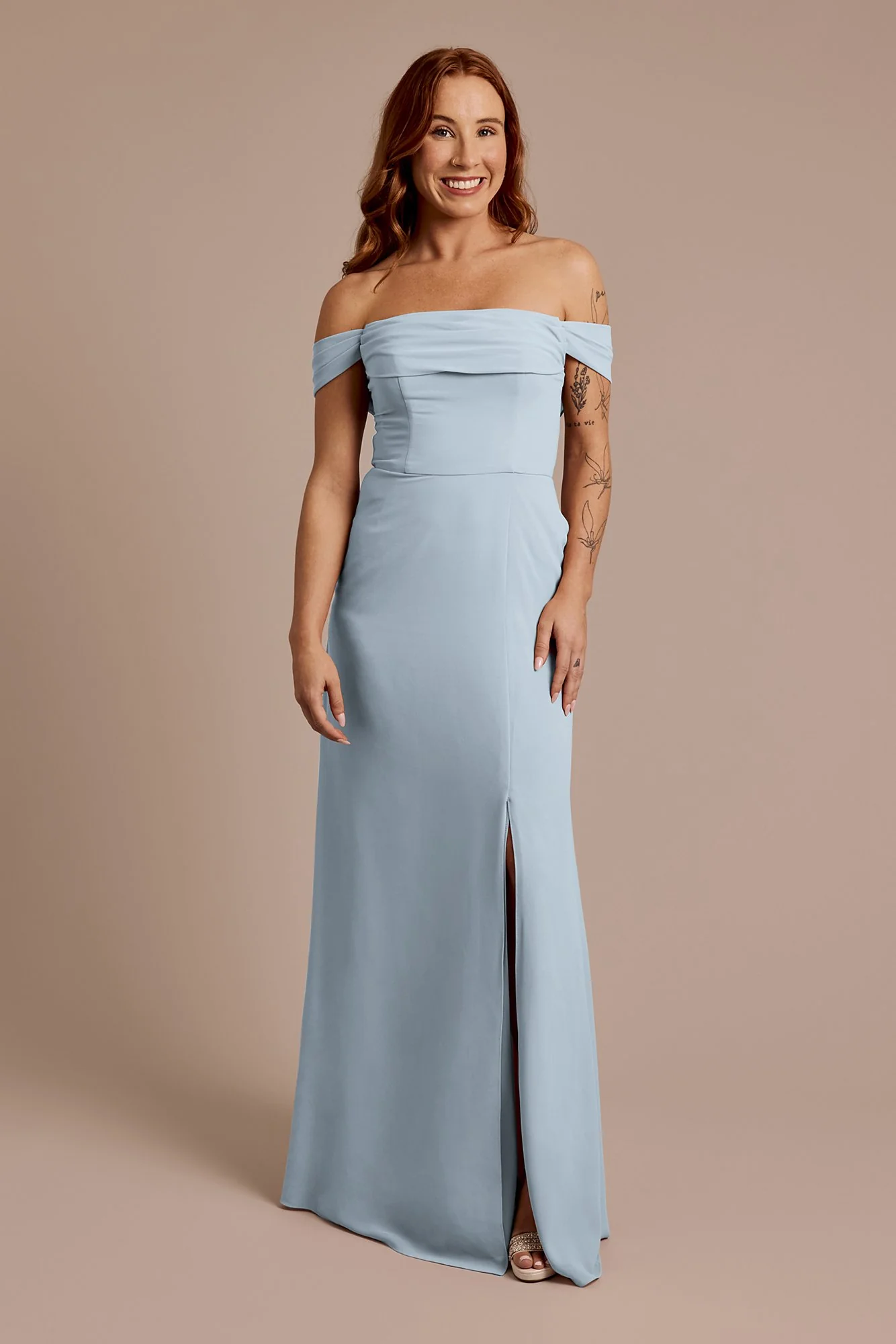 Chiffon Off-the-Shoulder Draped Dress - Image 4