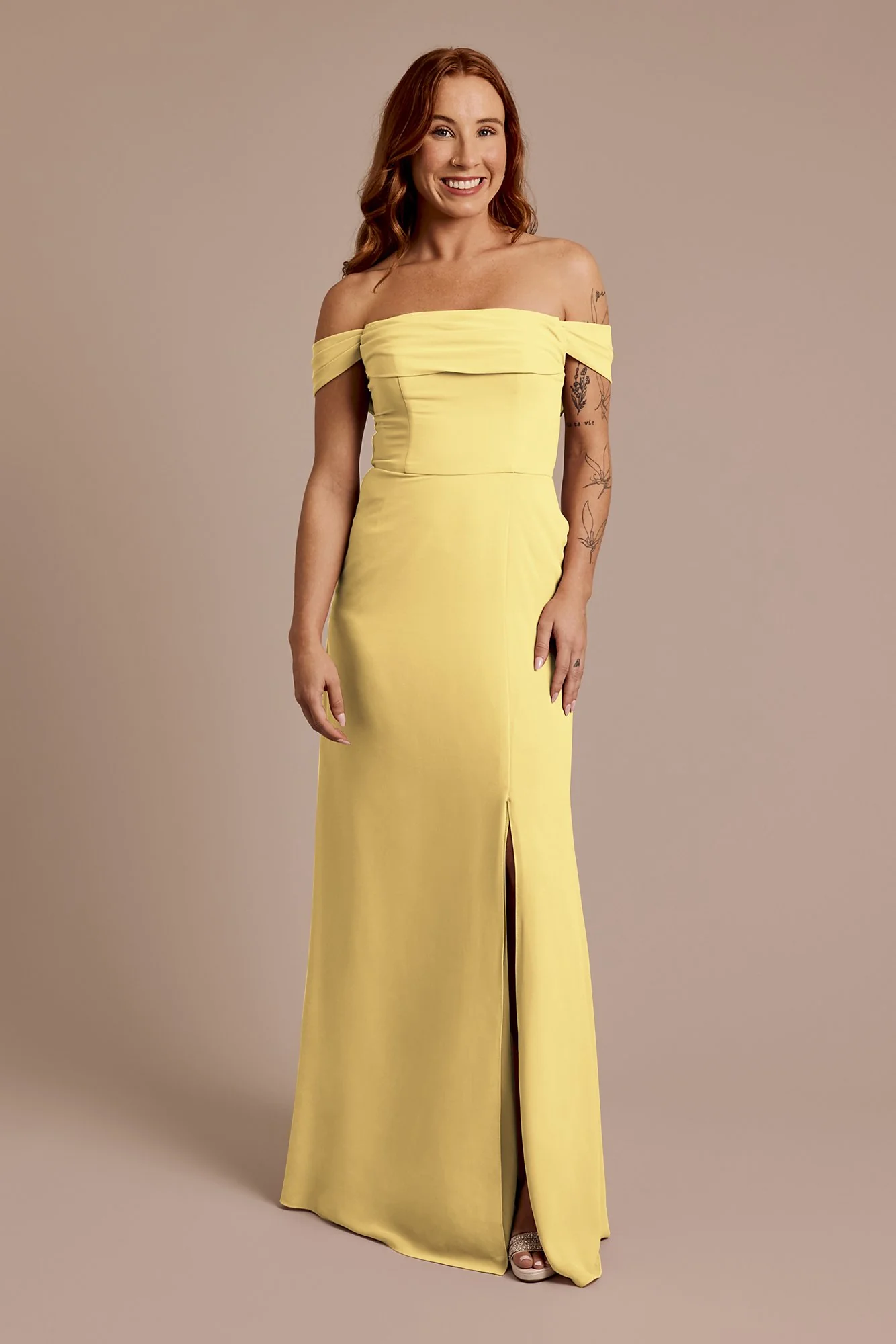 Chiffon Off-the-Shoulder Draped Dress - Image 5
