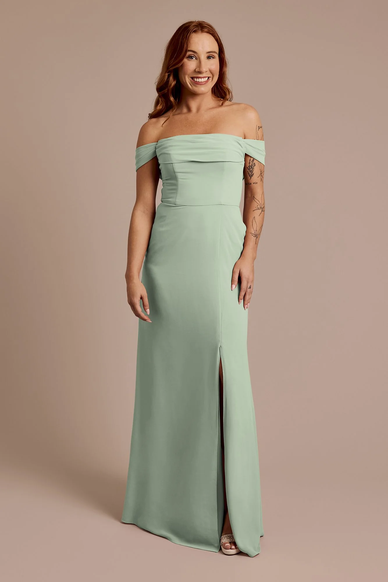 Chiffon Off-the-Shoulder Draped Dress - Image 6