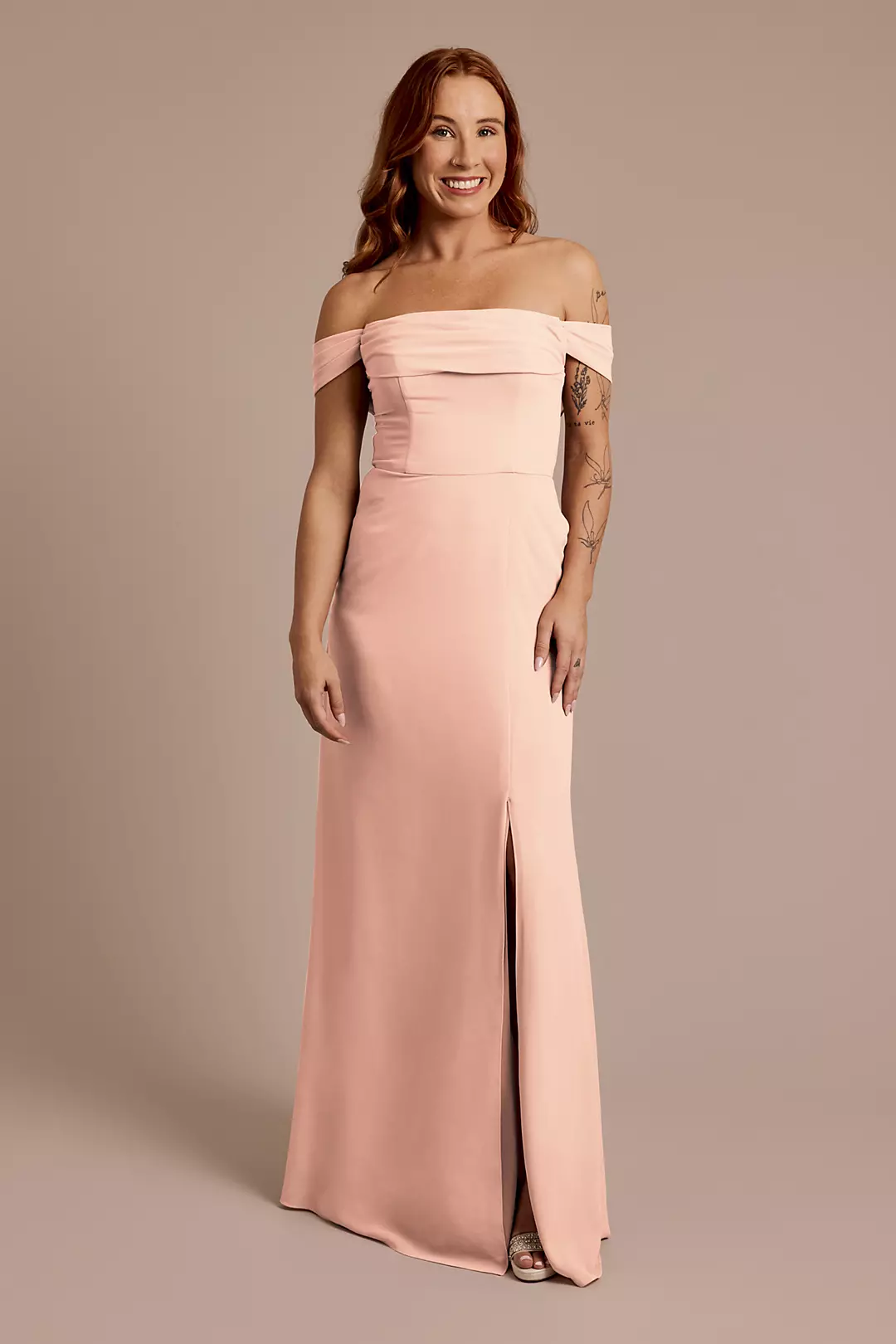 Chiffon Off-the-Shoulder Draped Dress - Image 62