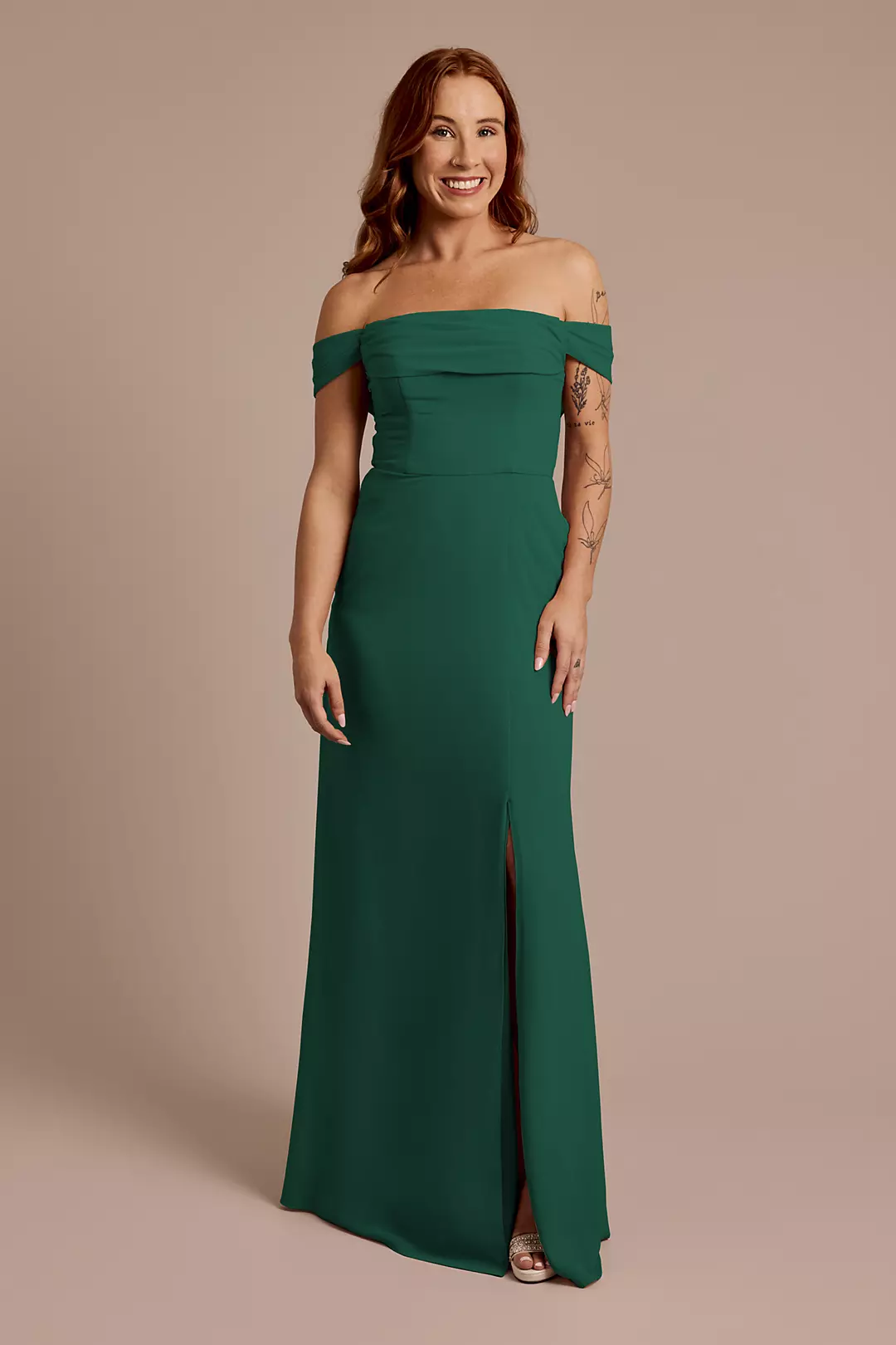 Chiffon Off-the-Shoulder Draped Dress - Image 63