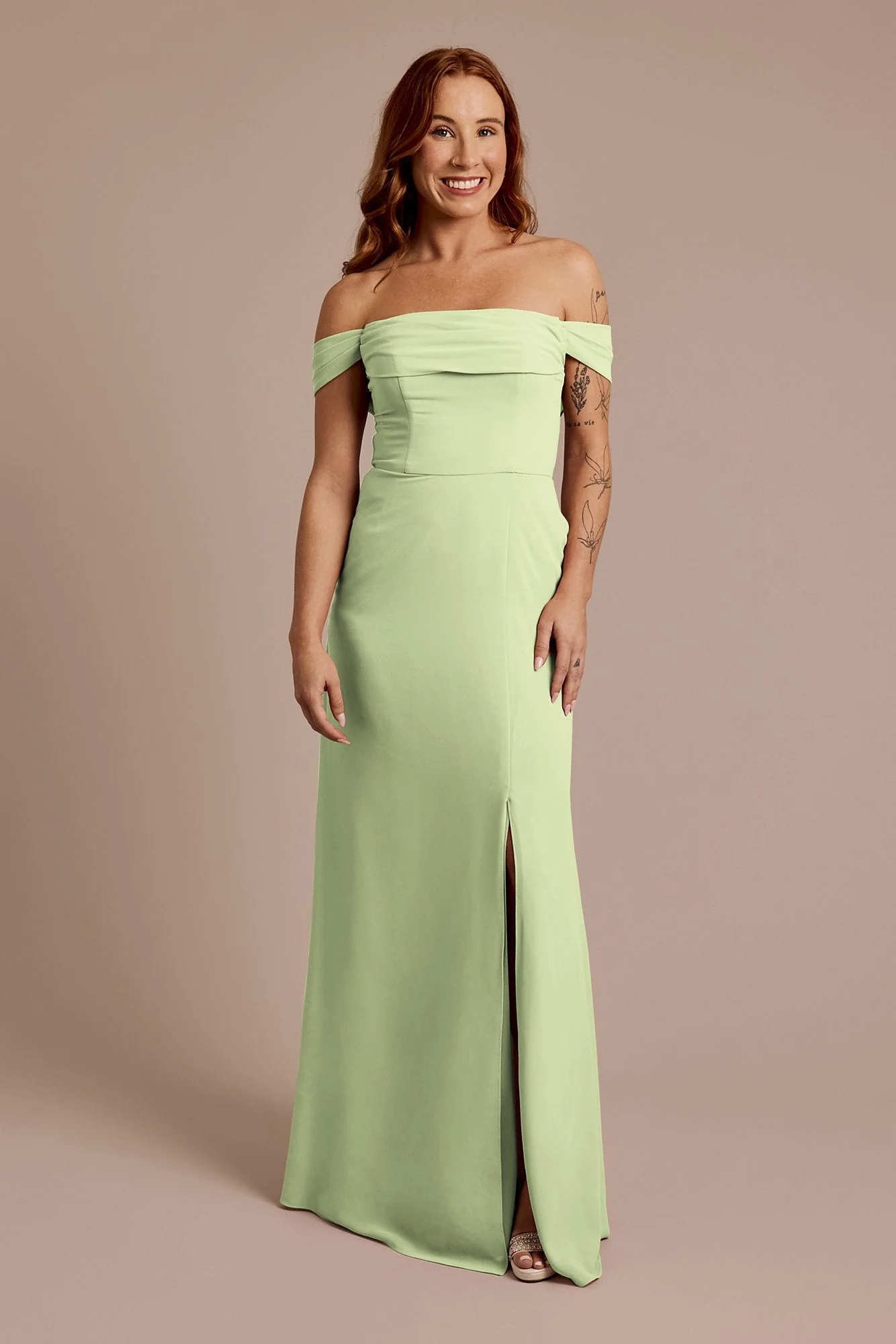 Chiffon Off-the-Shoulder Draped Dress - Image 68