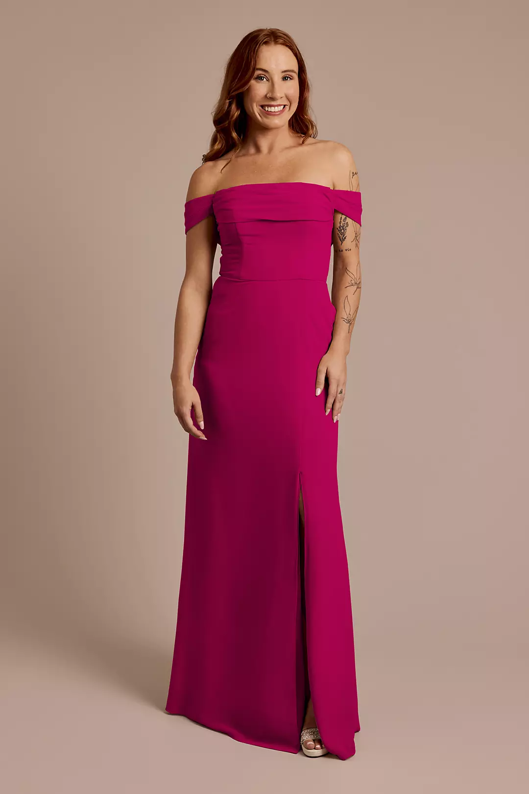 Chiffon Off-the-Shoulder Draped Dress - Image 69