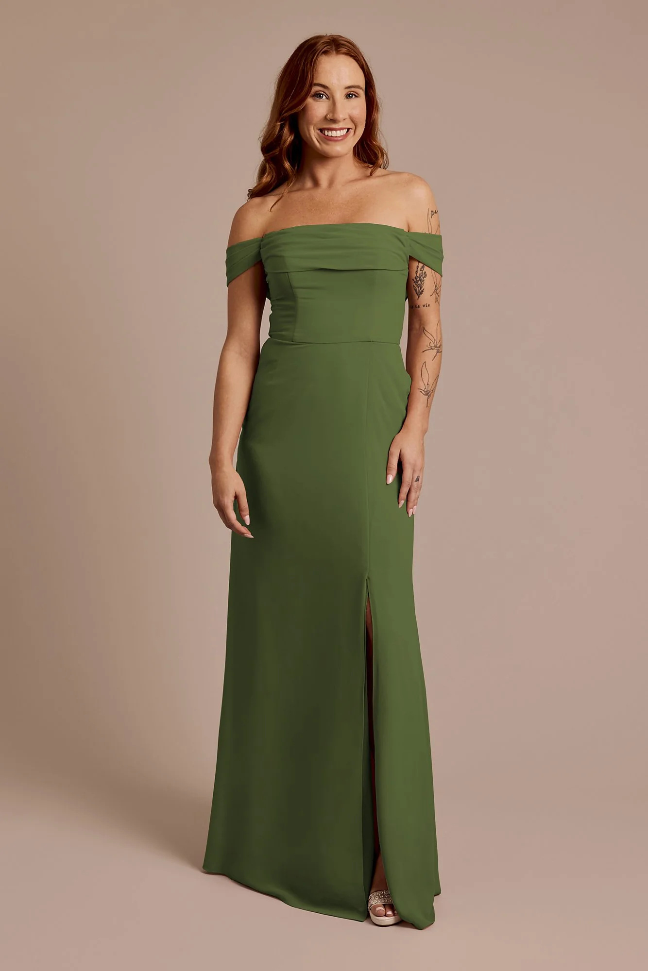 Chiffon Off-the-Shoulder Draped Dress - Image 7