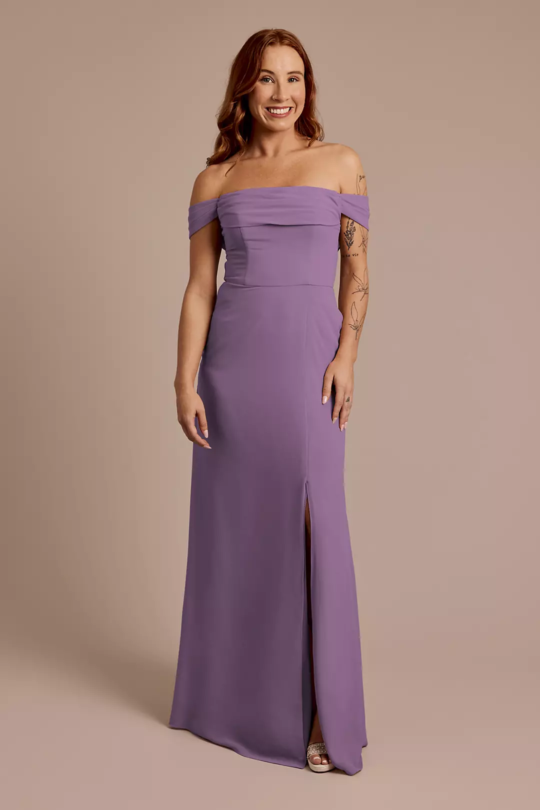 Chiffon Off-the-Shoulder Draped Dress - Image 83