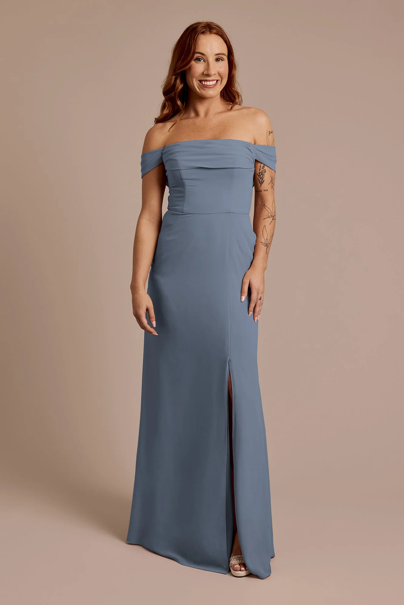 Chiffon Off-the-Shoulder Draped Dress - Image 9