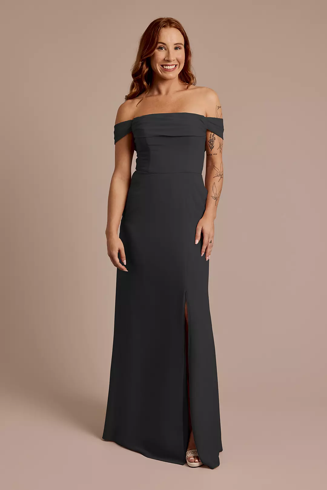 Chiffon Off-the-Shoulder Draped Dress - Image 94