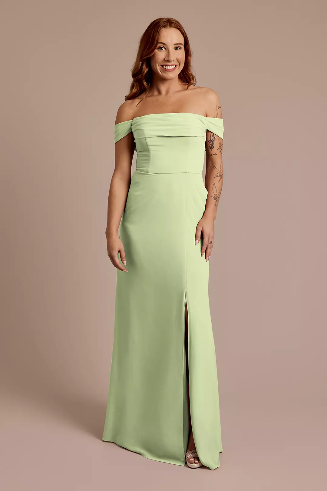 Chiffon Off-the-Shoulder Draped Dress - Image 98