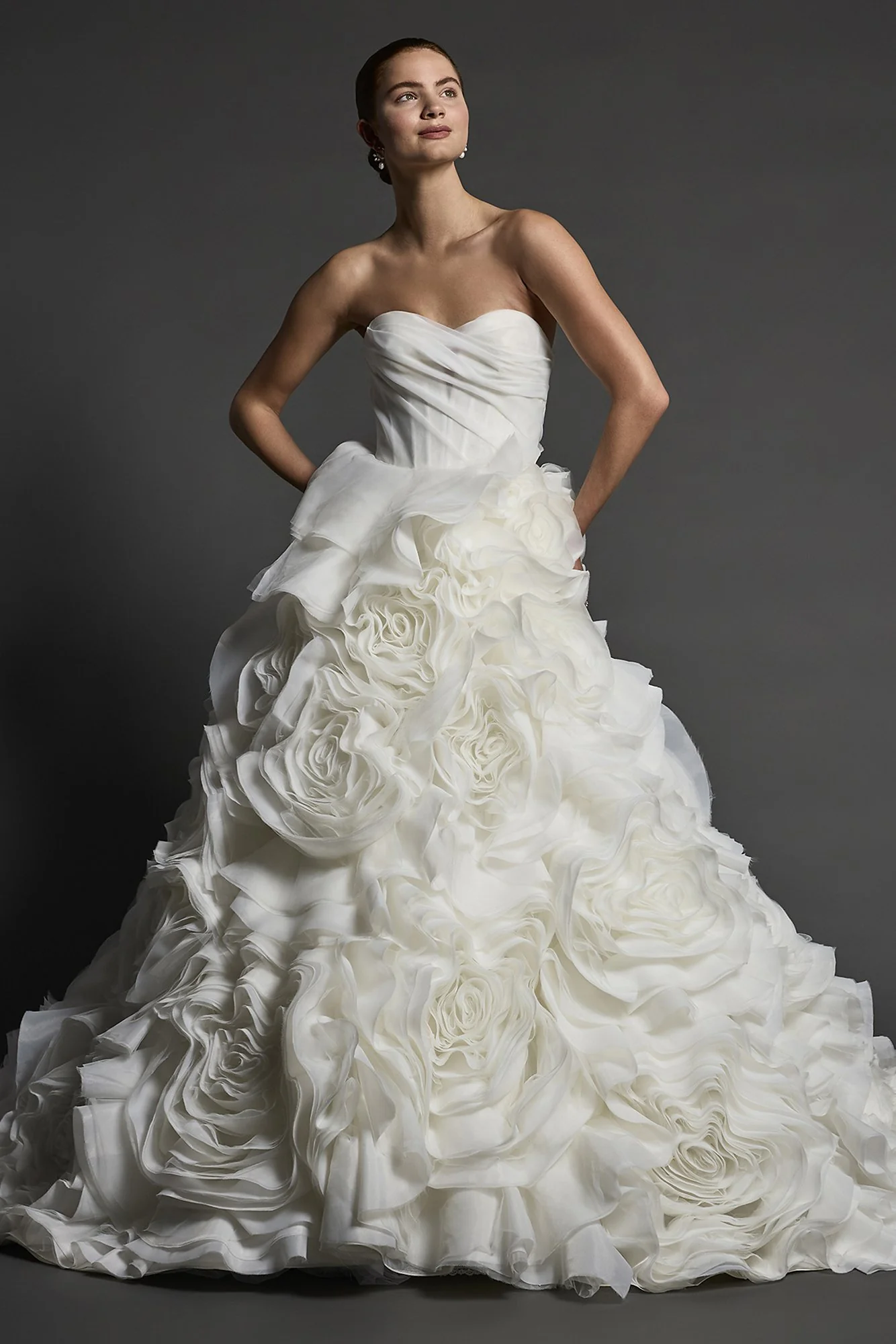 Couture Organza Rosette Ball Gown Wedding Dress - Image 3